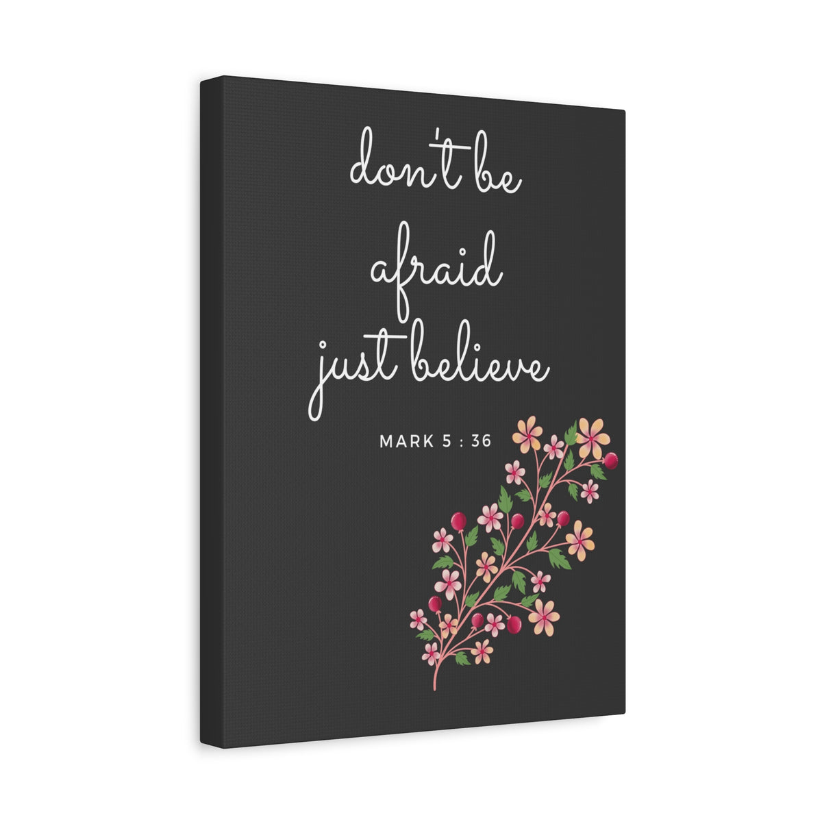 Scripture Canvas Just Believe Mark 5:36 Christian Wall Art Bible Verse Print Ready to Hang