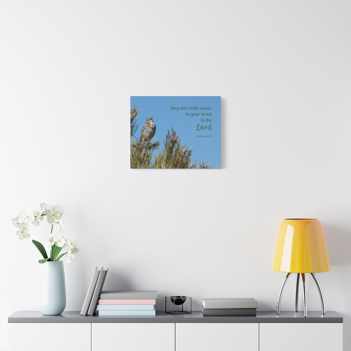Scripture Canvas In Your Heart Ephesians 5:19 Christian Wall Art Bible Verse Print Ready to Hang