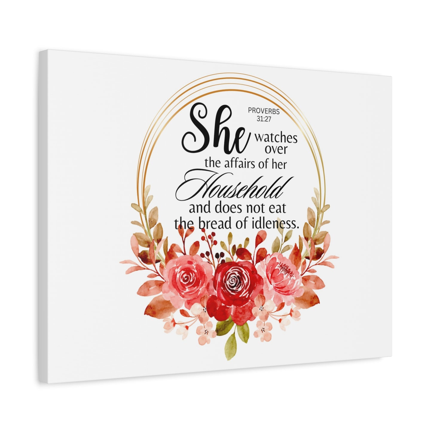 Scripture Walls Proverbs 31:27 She Watches Over Her Household Bible Verse Canvas Christian Wall Art Ready to Hang Unframed
