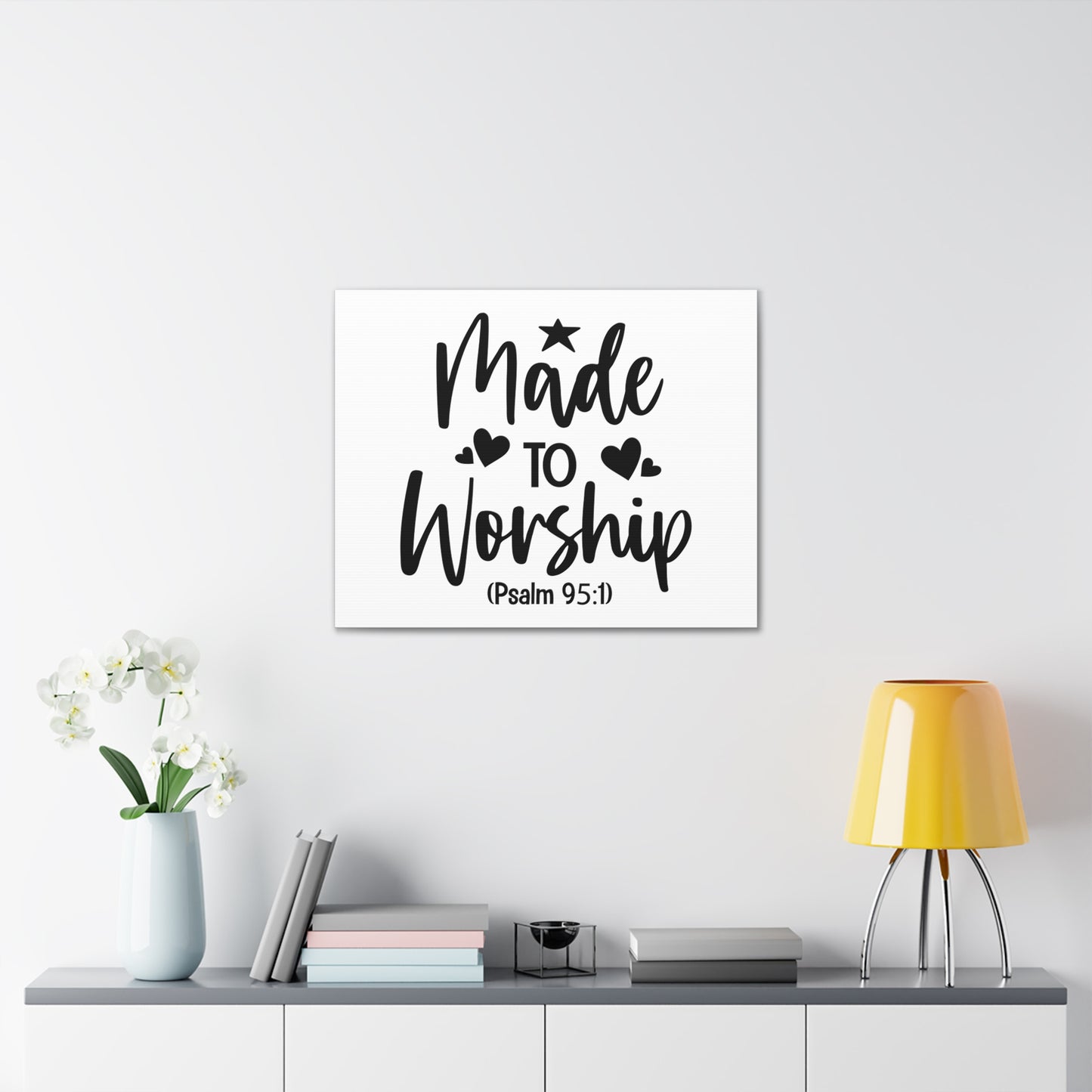 To Worship Psalm 95:1 Star & Hearts Bible Verse Canvas Christian Wall Art Ready to Hang
