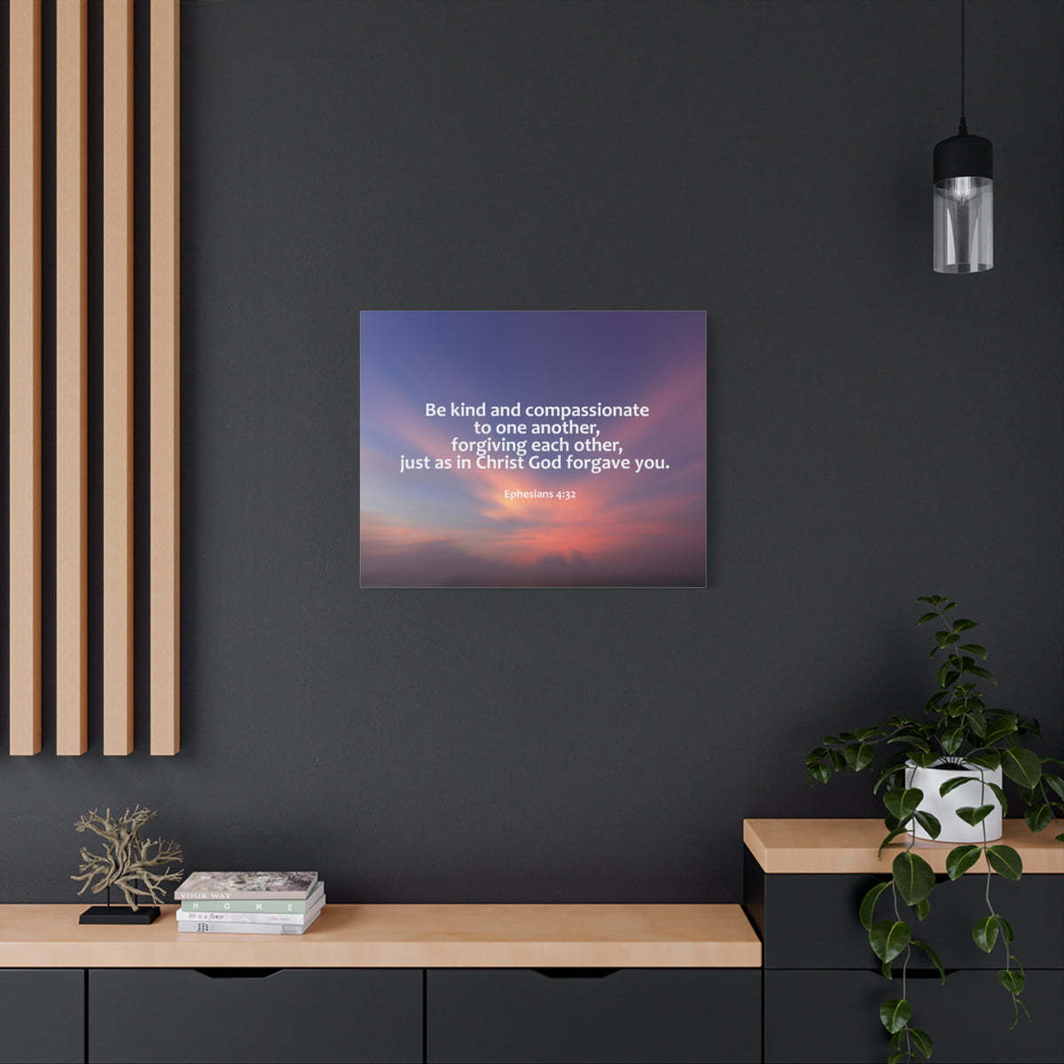 Scripture Canvas Kind and Compassionate Ephesians 4:32 Christian Wall Art Bible Verse Print Ready to Hang