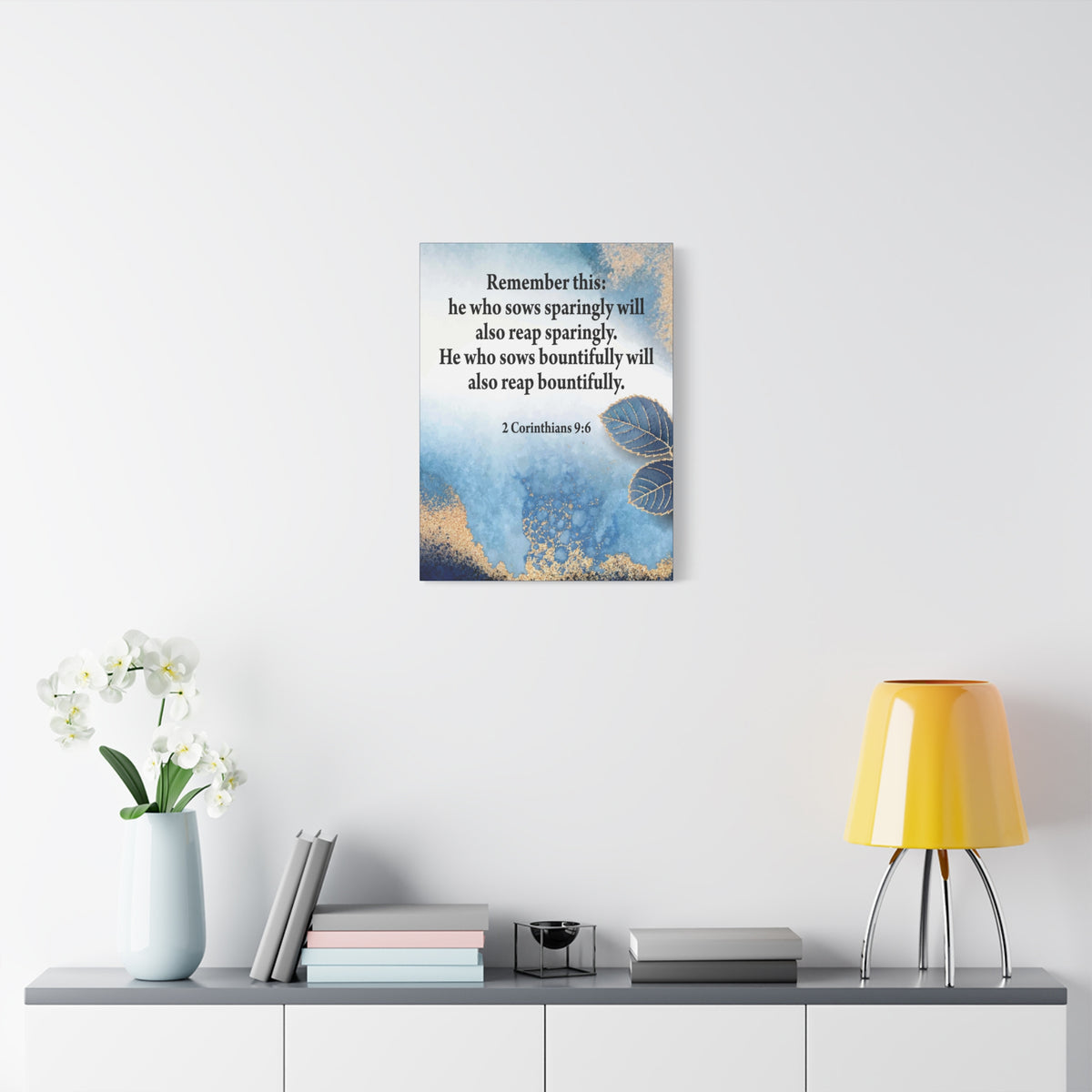 Scripture Canvas Reap What You Sow 2 Corinthians 9:6 Christian Wall Art Bible Verse Print Ready to Hang