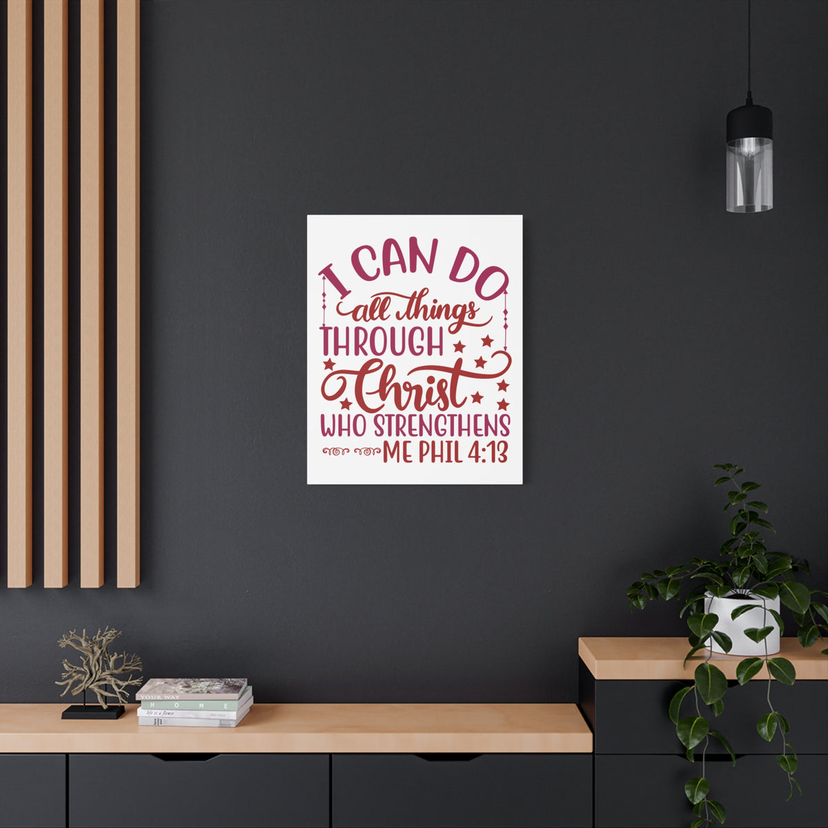 Scripture Canvas Christ Who Strengthens Philippians 4:13 Christian Wall Art Bible Verse Print Ready