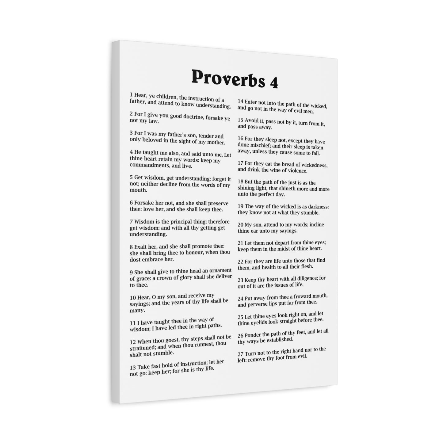 Scripture Walls Proverbs Chapter 4 White Bible Canvas Christian Wall Art Ready to Hang Unframed