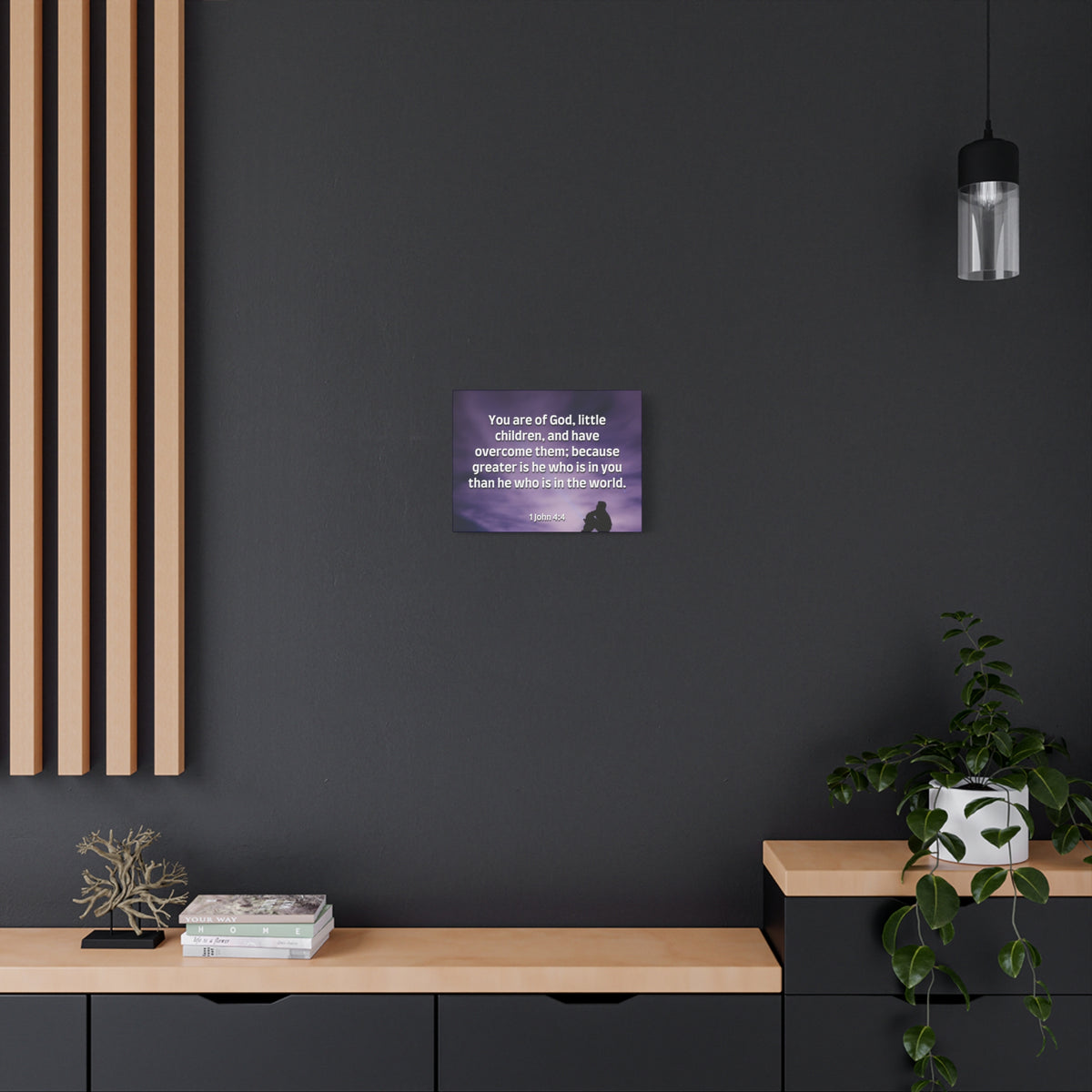 Scripture Canvas Overcome 1 John 4:4 Christian Wall Art Bible Verse Print Ready to Hang