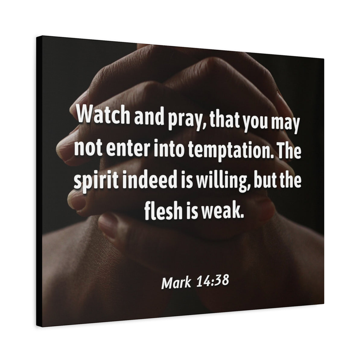 Scripture Canvas Temptation Mark 14:38 Christian Wall Art Bible Verse Print Ready to Hang