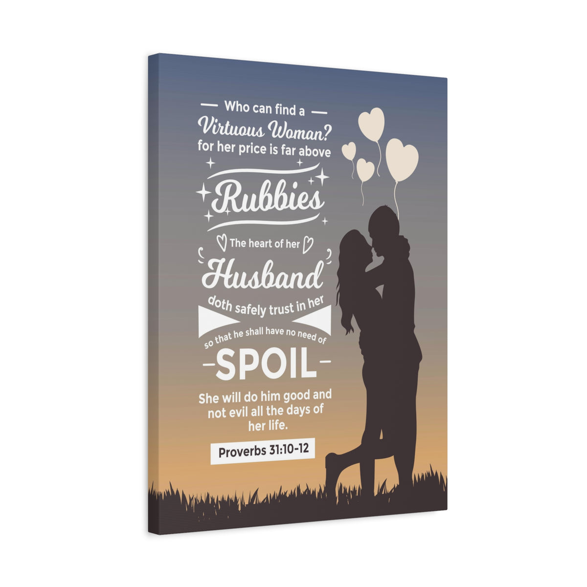 Scripture Canvas Rubbies Husband Proverbs 31:10-12 Christian Wall Art Bible Verse Print Ready to Hang