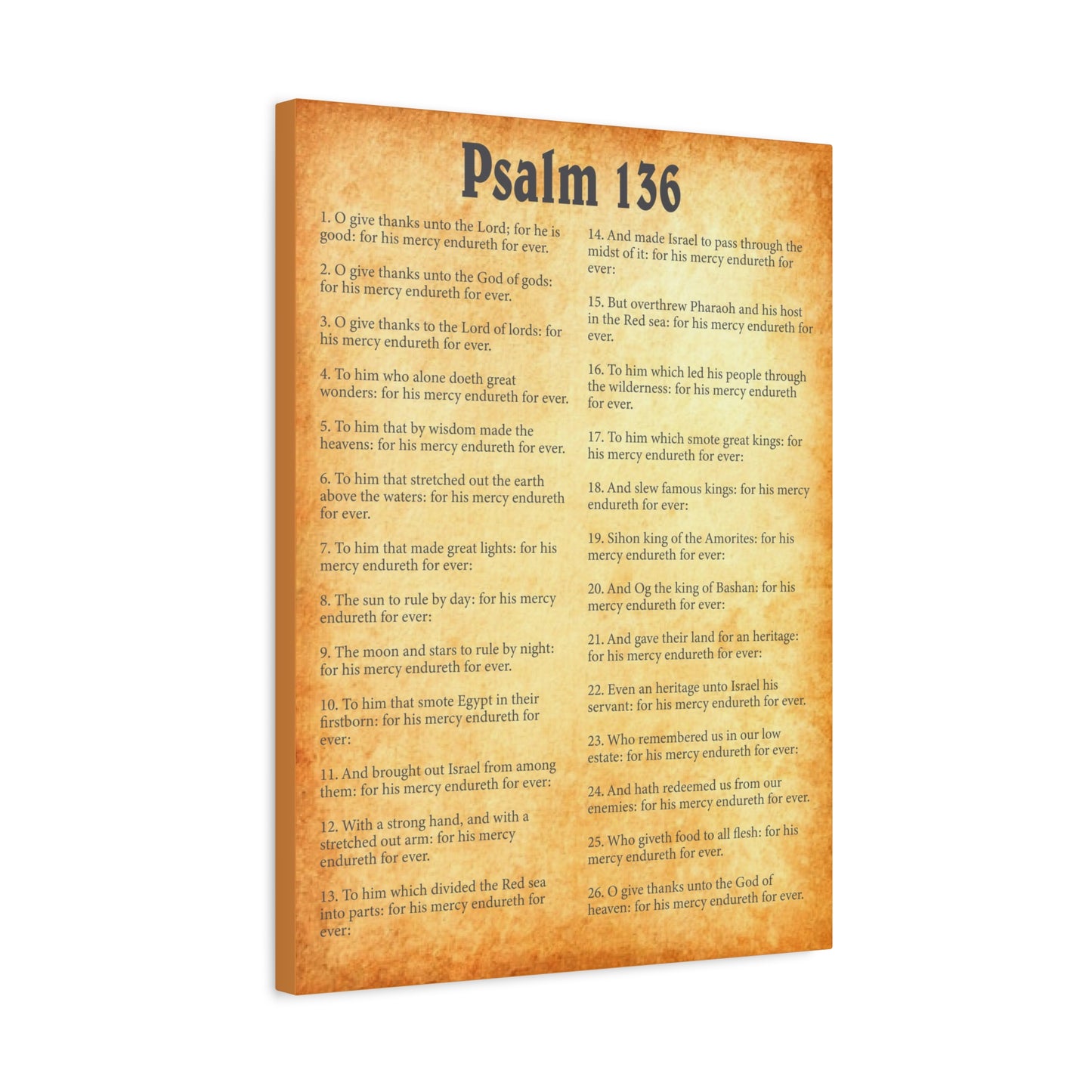 Scripture Walls Psalm 136 Gold Bible Chapter Canvas Christian Wall Art Ready to Hang