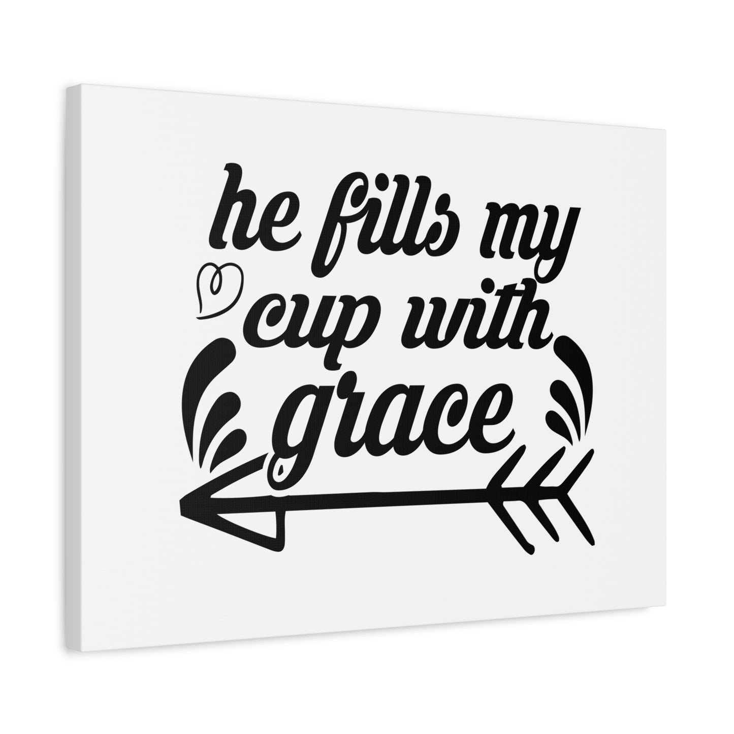 Scripture Canvas He Fills My Cup With Grace Psalm 23:5 Christian Wall Art Bible Verse Print Ready to Hang