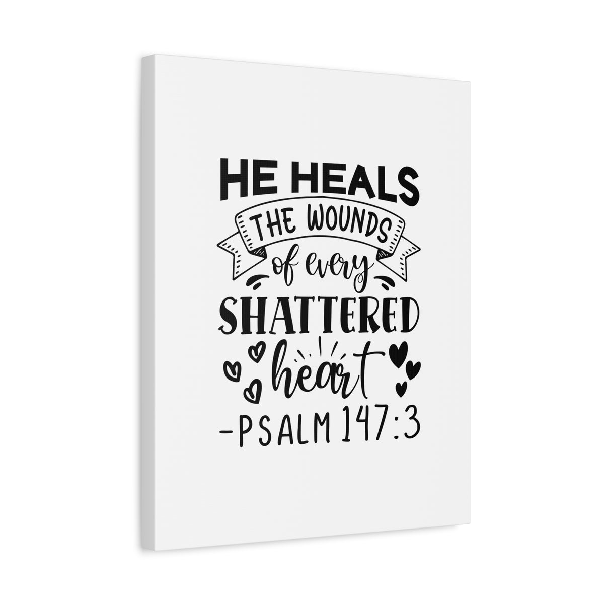 Scripture Canvas He Heals The Wounds Psalm 147:3 Christian Wall Art Bible Verse Print Ready to Hang
