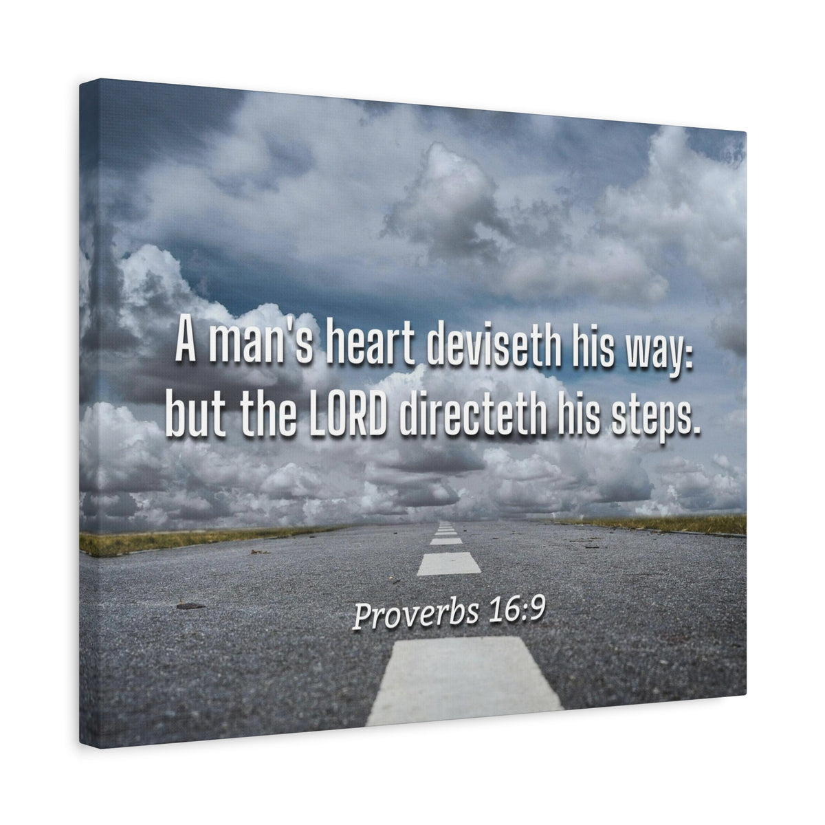 Scripture Canvas Directeth His Steps Proverbs 16:9 Christian Wall Art Bible Verse Print Ready to Hang