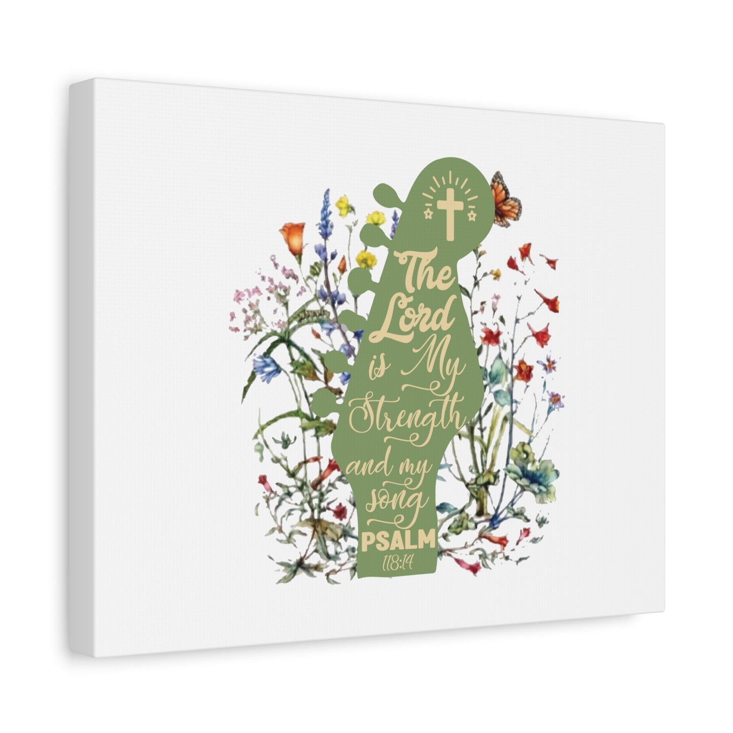 Scripture Canvas The Lord Is My Strength Psalm 118:14 Christian Wall Art Bible Verse Print Ready to Hang