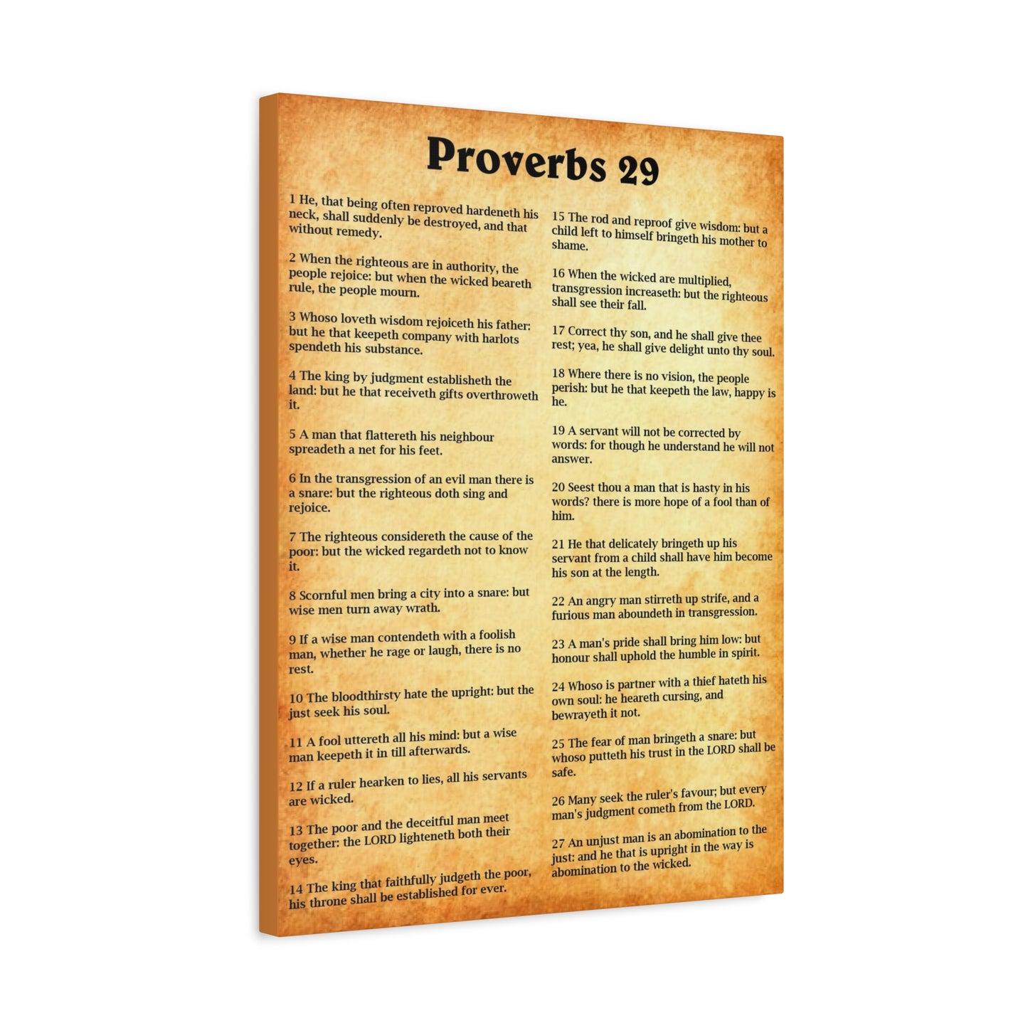 Scripture Walls Proverbs Chapter 29 Gold Bible Canvas Christian Wall Art Ready to Hang Unframed