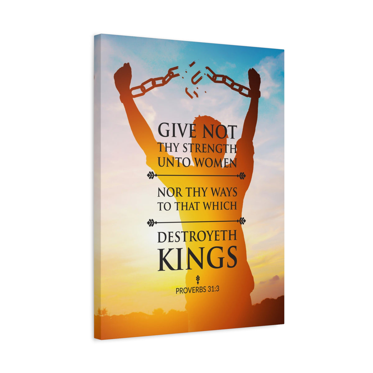 Scripture Canvas Destroyeth Kings Proverbs 31:3 Christian Wall Art Bible Verse Print Ready to Hang