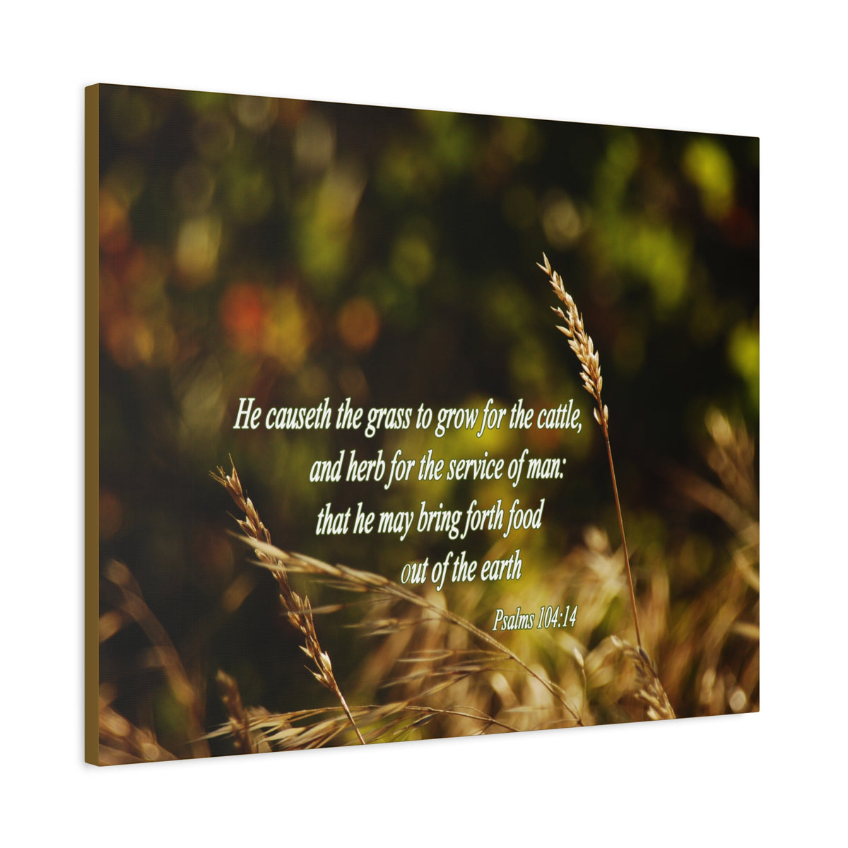 Scripture Canvas He May Bring Forth Psalms 104:14 Christian Wall Art Bible Verse Print Ready to Hang