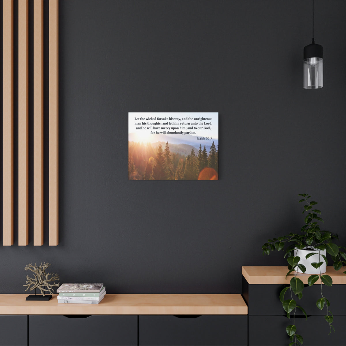 Scripture Canvas Abundantly Pardon Isaiah 55:7 Christian Wall Art Bible Verse Print Ready to Hang