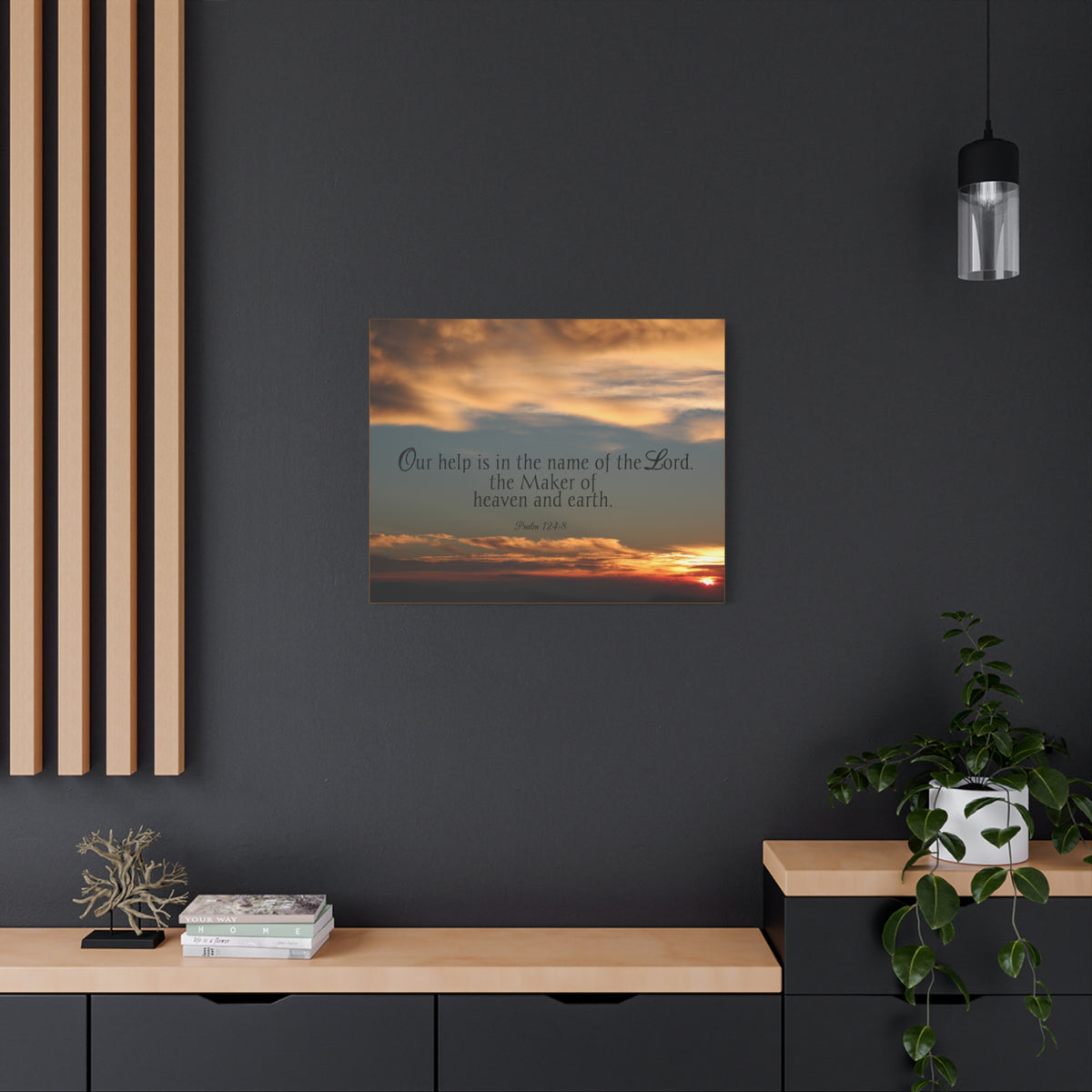 Scripture Canvas Maker Heaven And Earth Psalm 124:8 Christian Wall Art Bible Verse Print Ready to Hang
