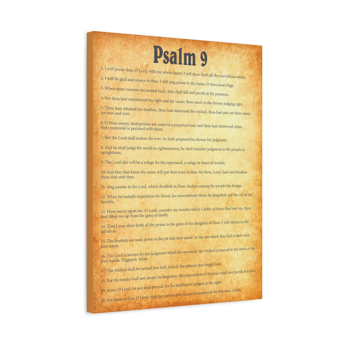 Scripture Walls Psalm 9 Gold Bible Chapter Canvas Christian Wall Art Ready to Hang