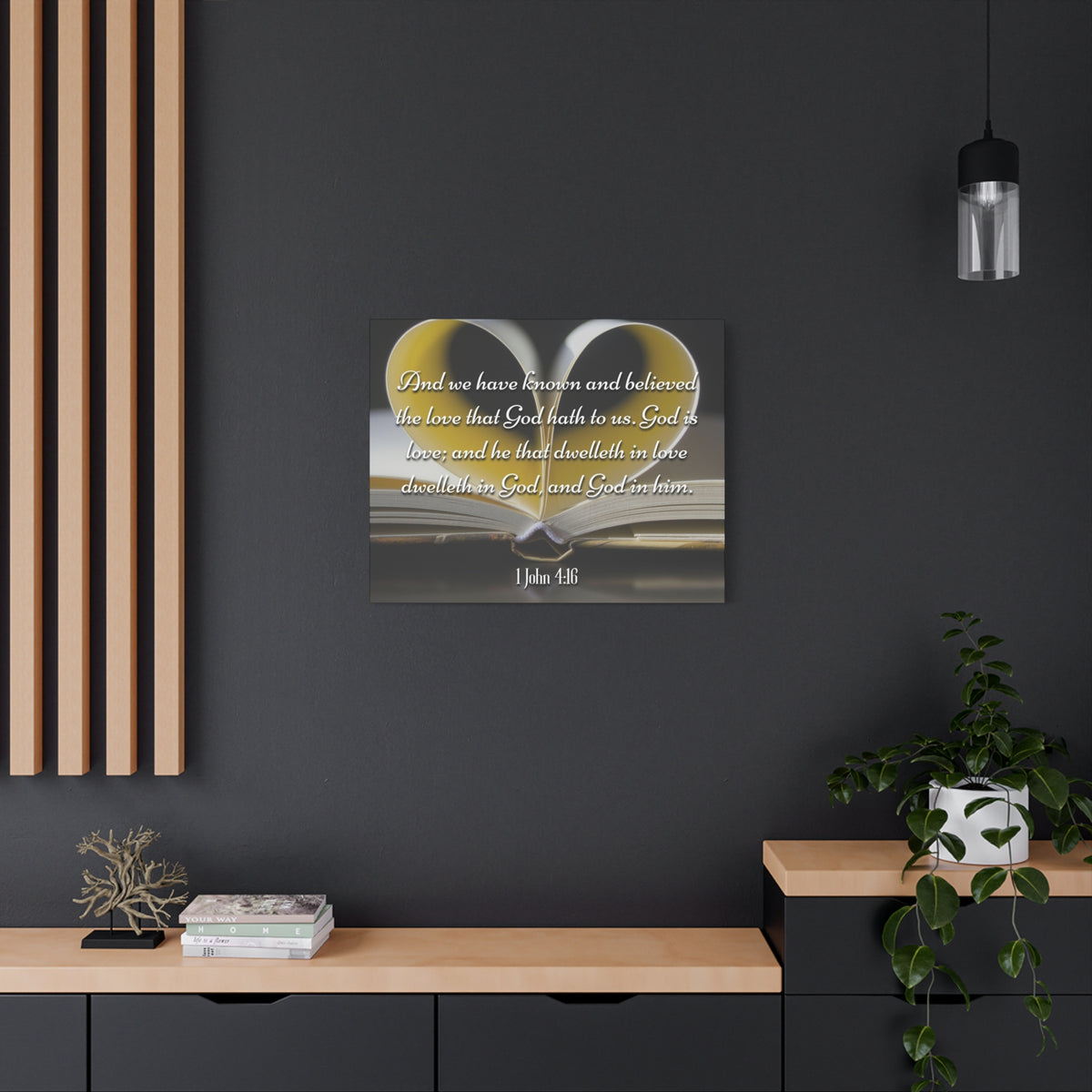 Scripture Canvas God Is Love 1 John 4:16 Christian Wall Art Bible Verse Print Ready to Hang
