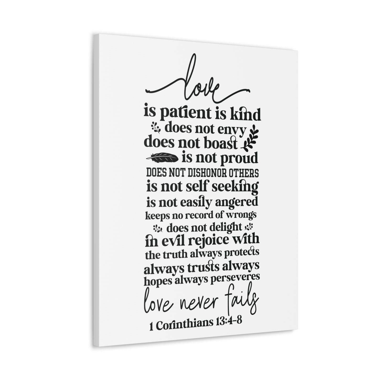 1 Corinthians 13:4-8 Love Is Bible Verse Canvas Christian Wall Art Ready to Hang Unframed