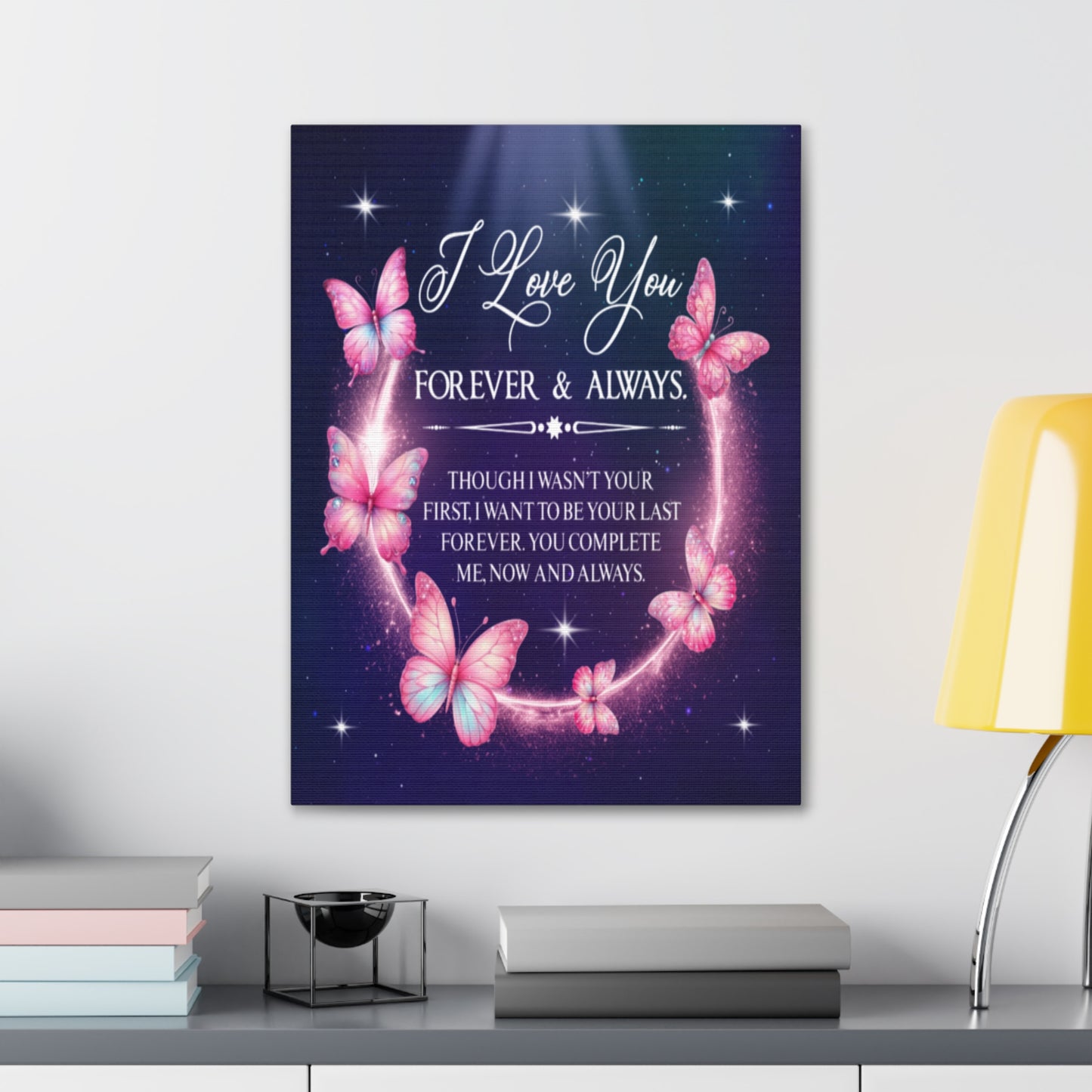 To My Wife Forever & Always Butterfly Canvas Wall Art – Romantic Gift for Eternal Love