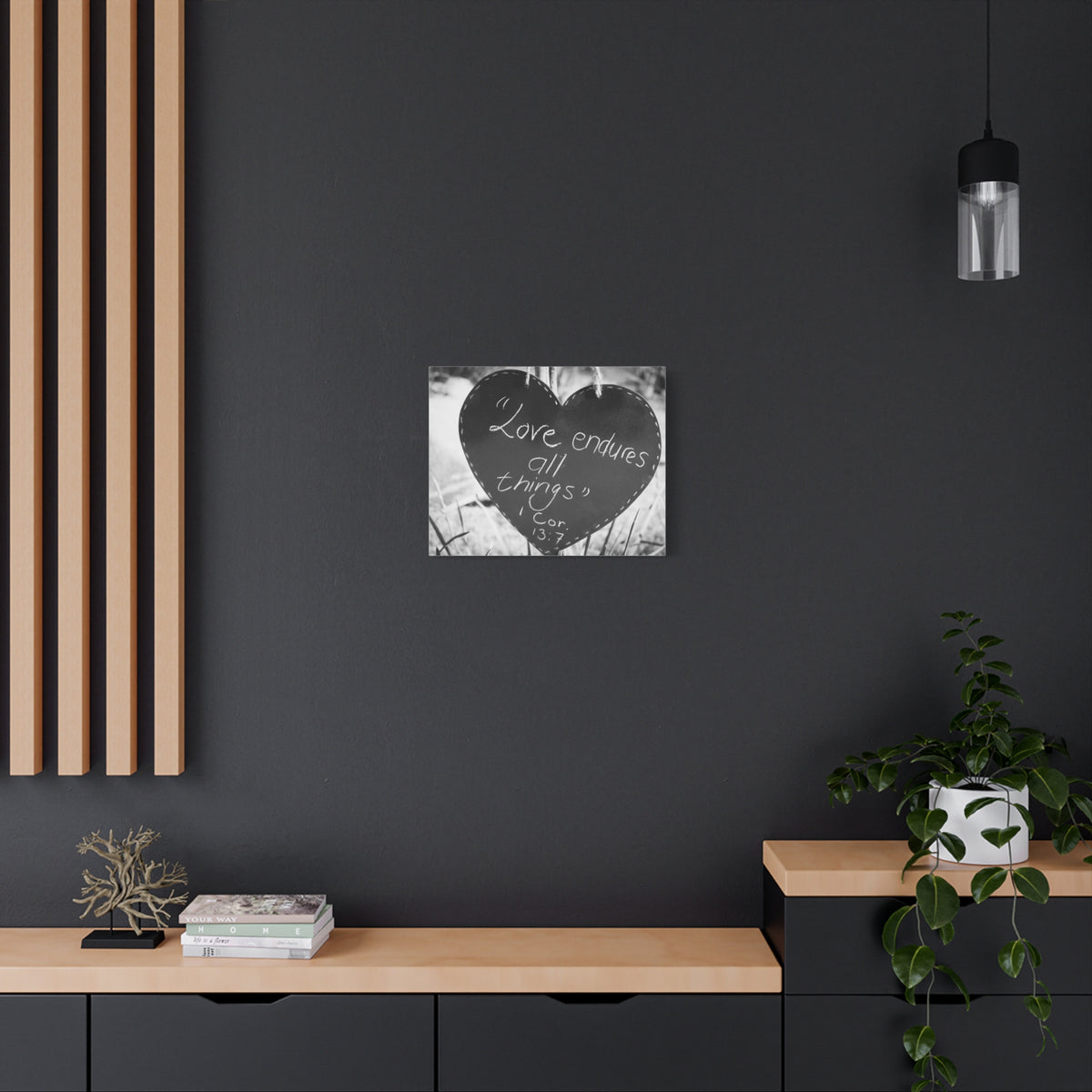 Scripture Canvas Love Endures 1 Cor 13:7 Christian Wall Art Bible Verse Print Ready to Hang