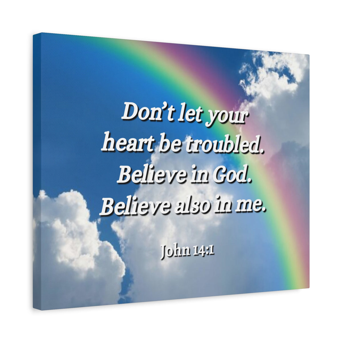 Scripture Canvas Believe In God John 14:1 Christian Wall Art Bible Verse Print Ready to Hang