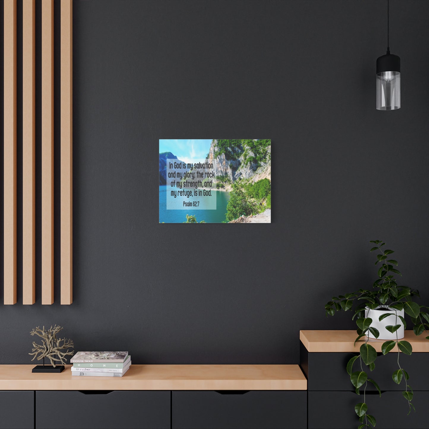 Scripture Canvas In God is My Salvation Psalm 62:7 Christian Wall Art Bible Verse Print Ready to Hang