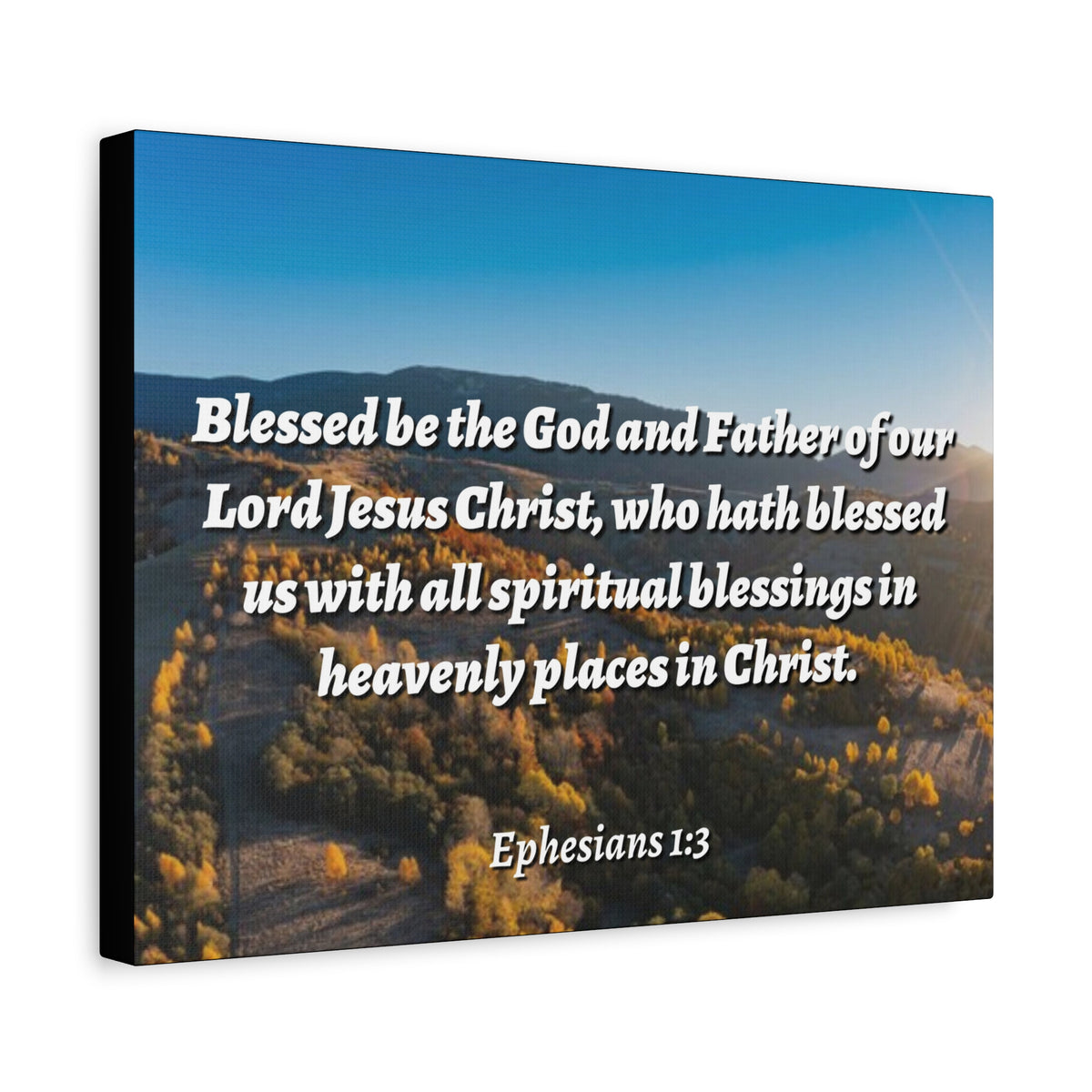 Scripture Canvas Spiritual Blessings Ephesians 1:3 Christian Wall Art Bible Verse Print Ready to Hang
