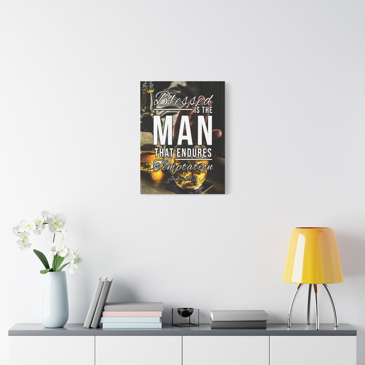 Scripture Canvas Blessed is the Man James 1:12 Christian Wall Art Bible Verse Print Ready to Hang