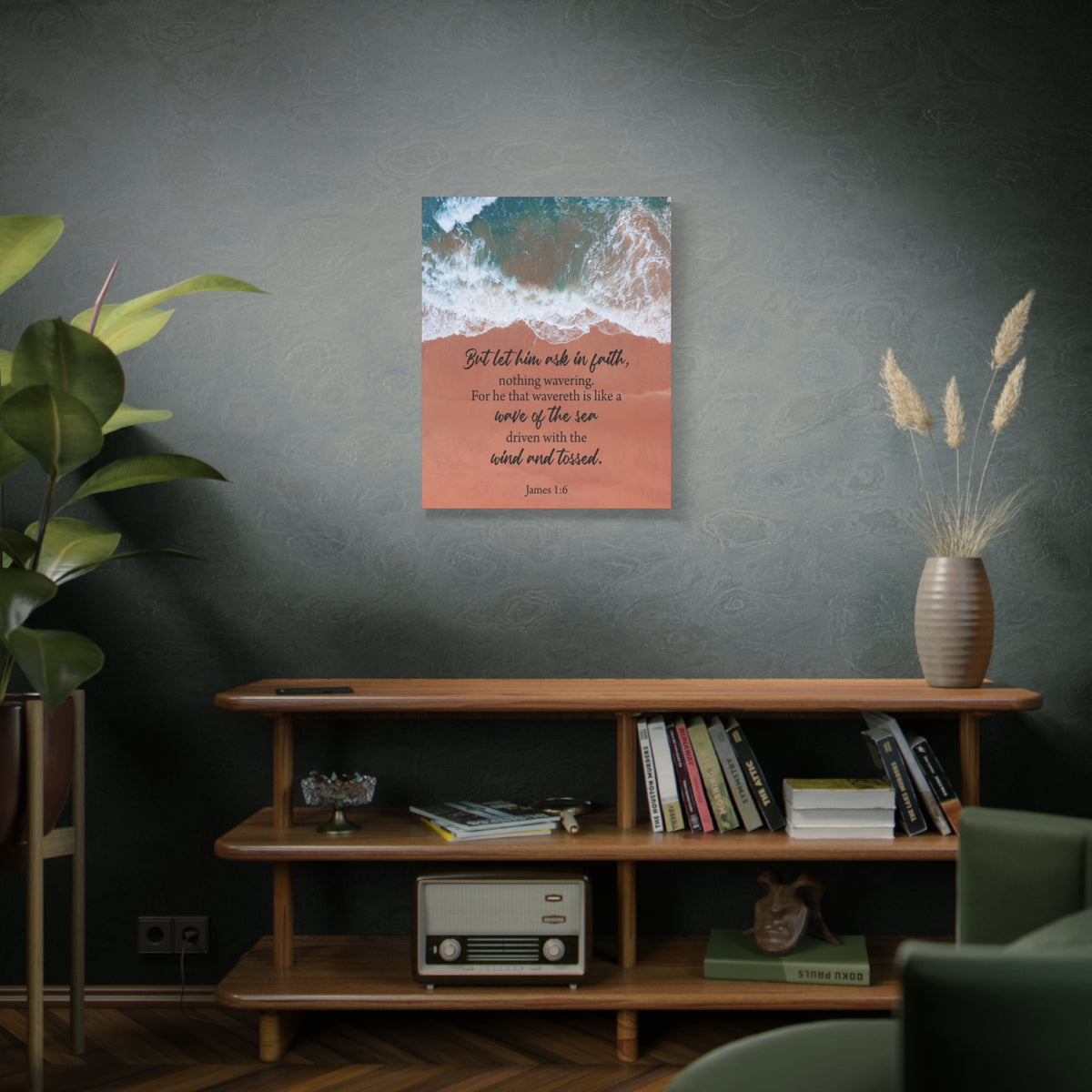 Scripture Canvas Wave of the Sea James 1:6 Christian Wall Art Bible Verse Print Ready to Hang
