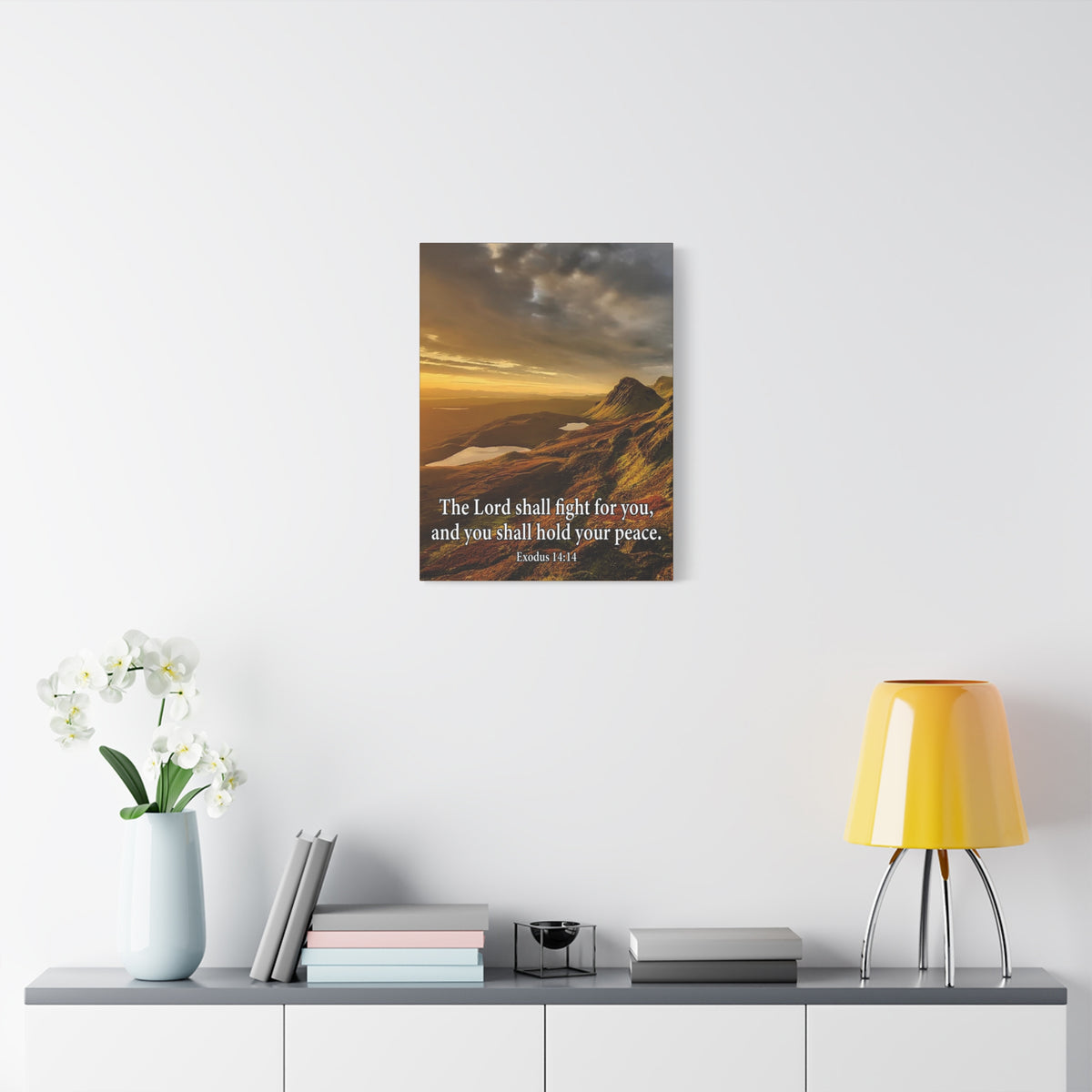 Scripture Canvas The Lord Shall Fight For You Romans 8:31 Christian Wall Art Bible Verse Print Ready to Hang