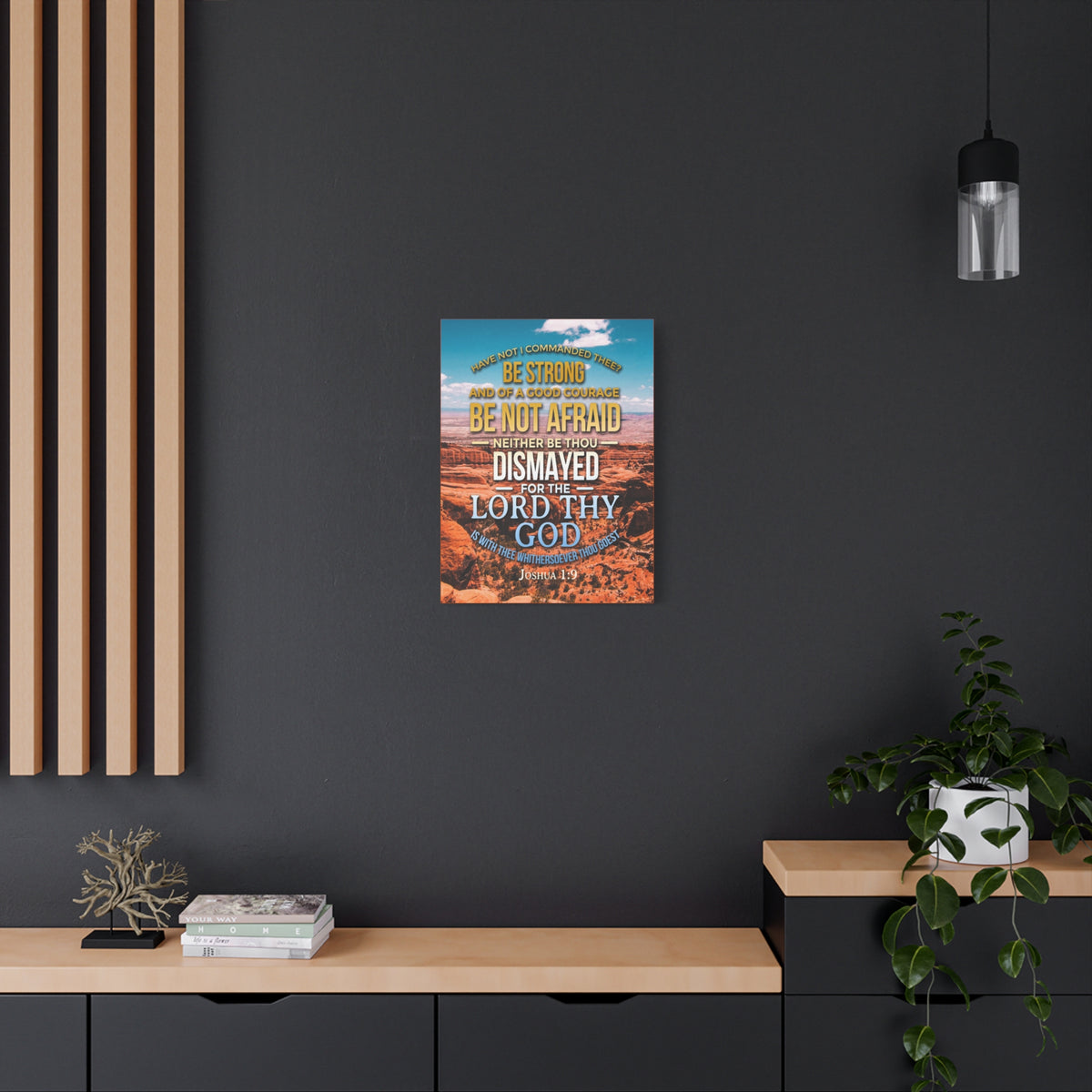 Scripture Canvas Be Not Afraid Joshua 1:9 Christian Wall Art Bible Verse Print Ready to Hang