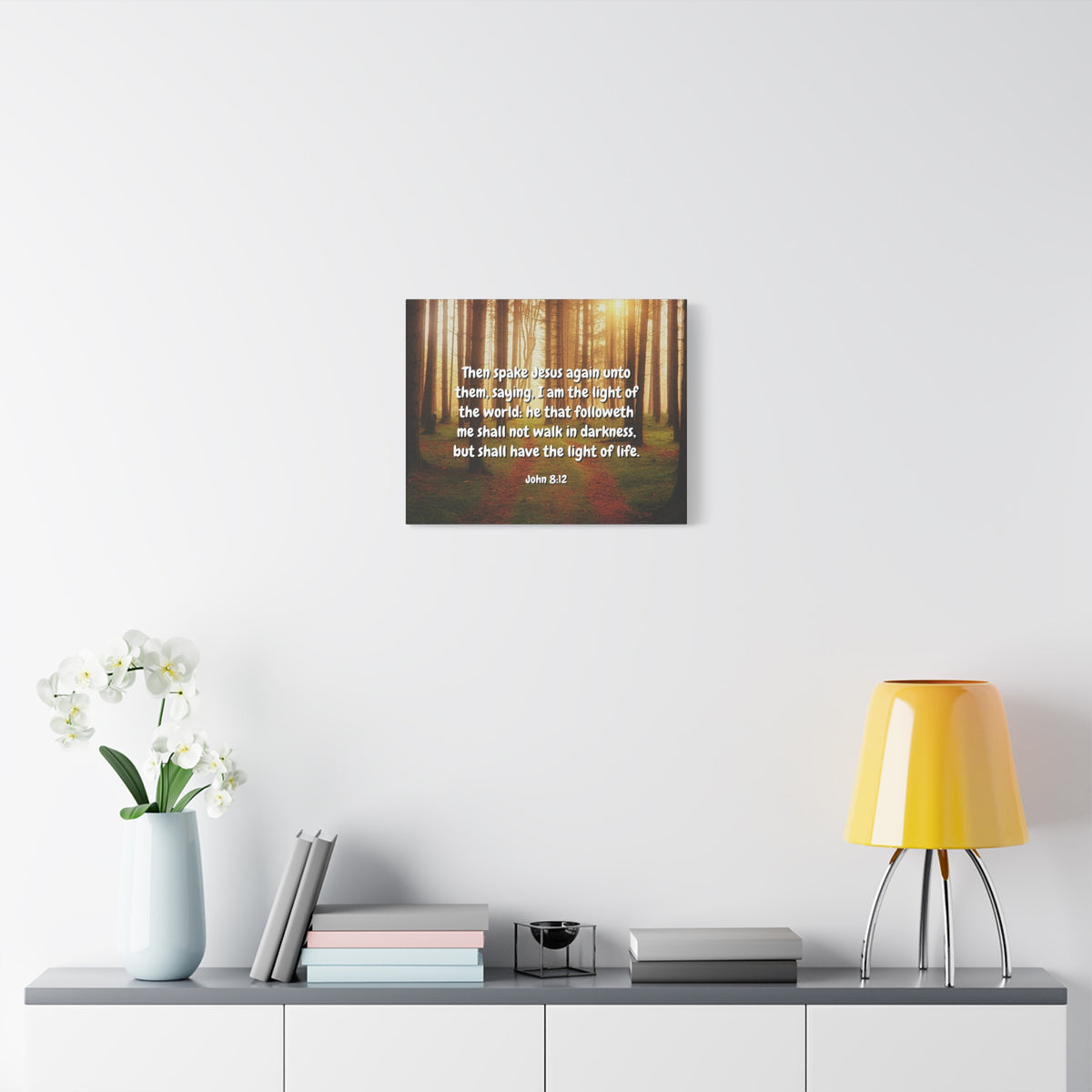 Scripture Canvas Light Of Life John 8:12 Christian Wall Art Bible Verse Print Ready to Hang