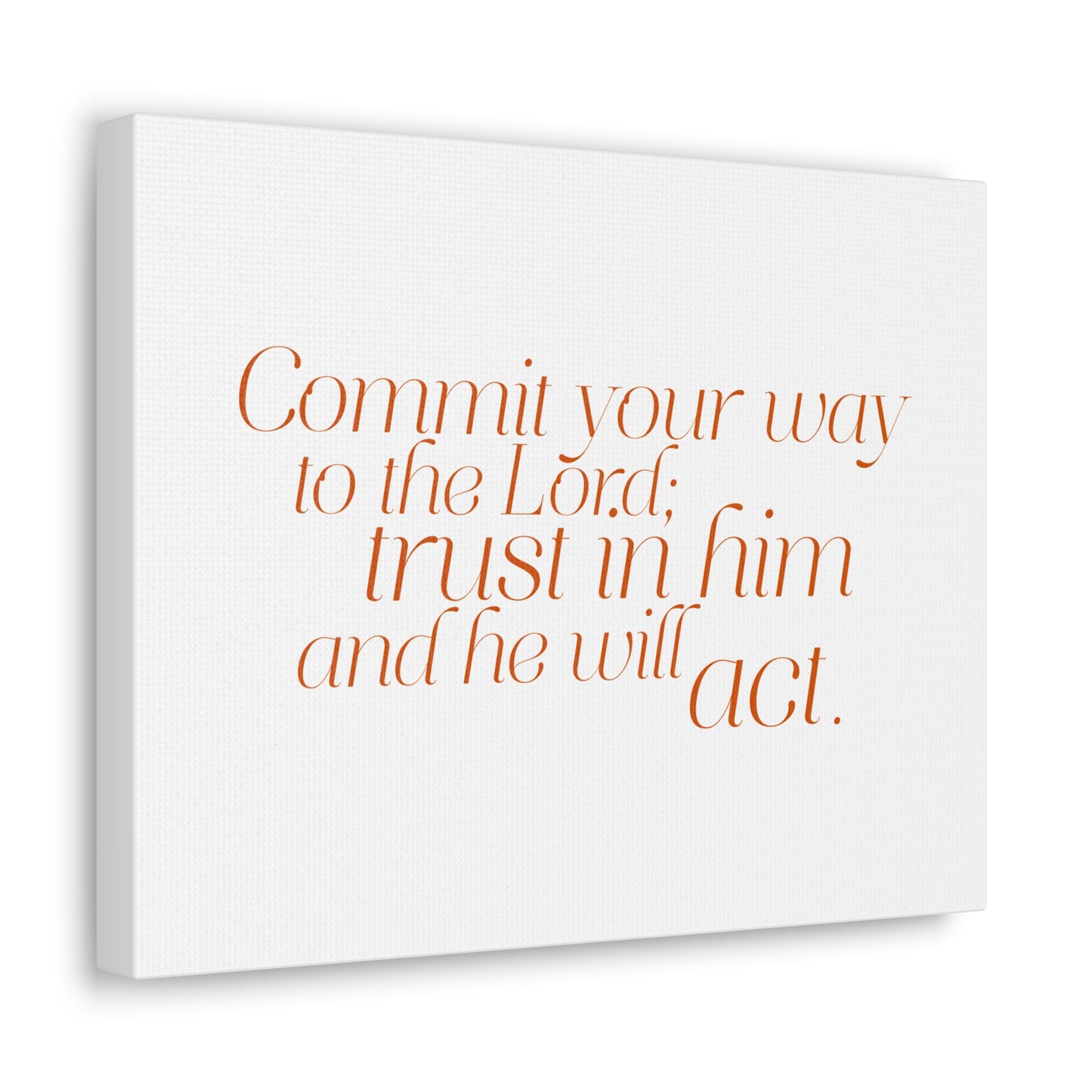Your Way to The Lord Orange Psalm 37:5 Bible Verse Canvas Christian Wall Art Ready to Hang