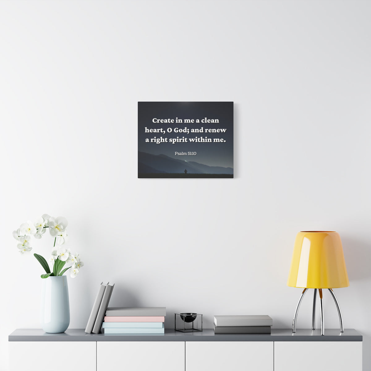 Scripture Canvas Right Spirit Psalm 51:10 Christian Wall Art Bible Verse Print Ready to Hang