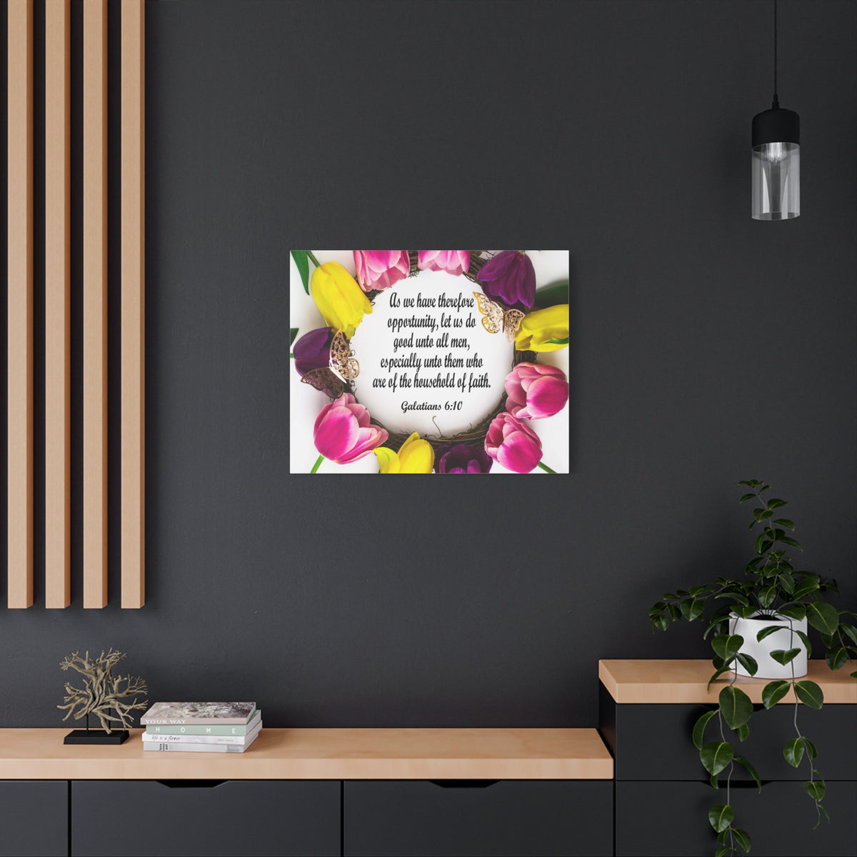 Scripture Canvas Household of Faith Galatians 6:10 Christian Wall Art Bible Verse Print Ready to Hang