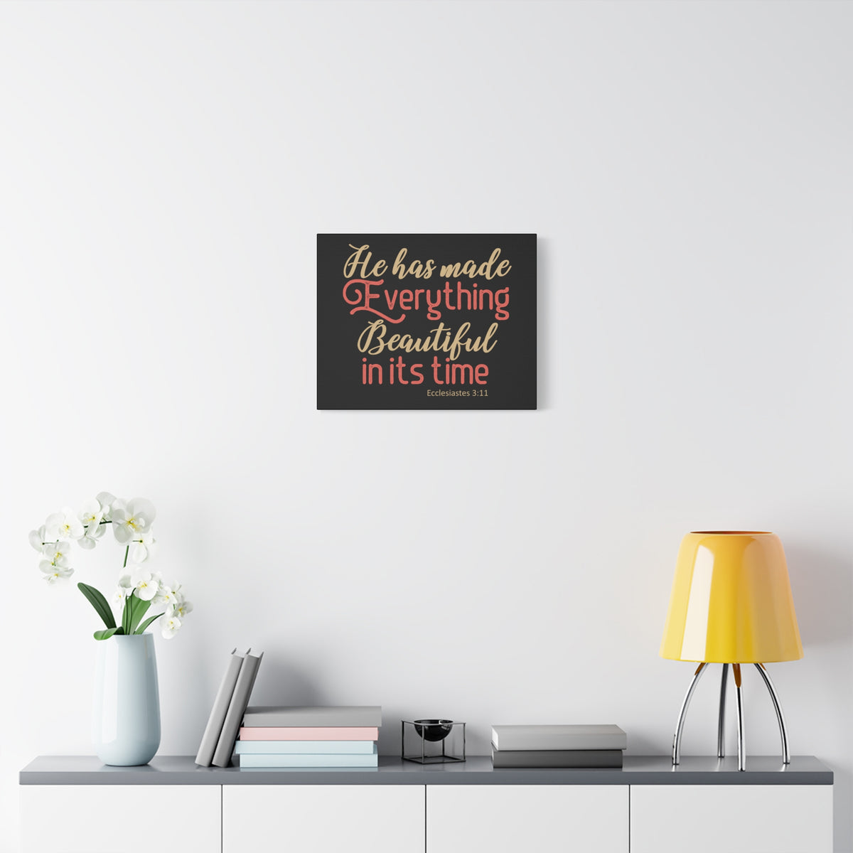 Scripture Canvas Everything Beautiful Ecclesiastes 3:11 Christian Wall Art Bible Verse Print Ready to Hang
