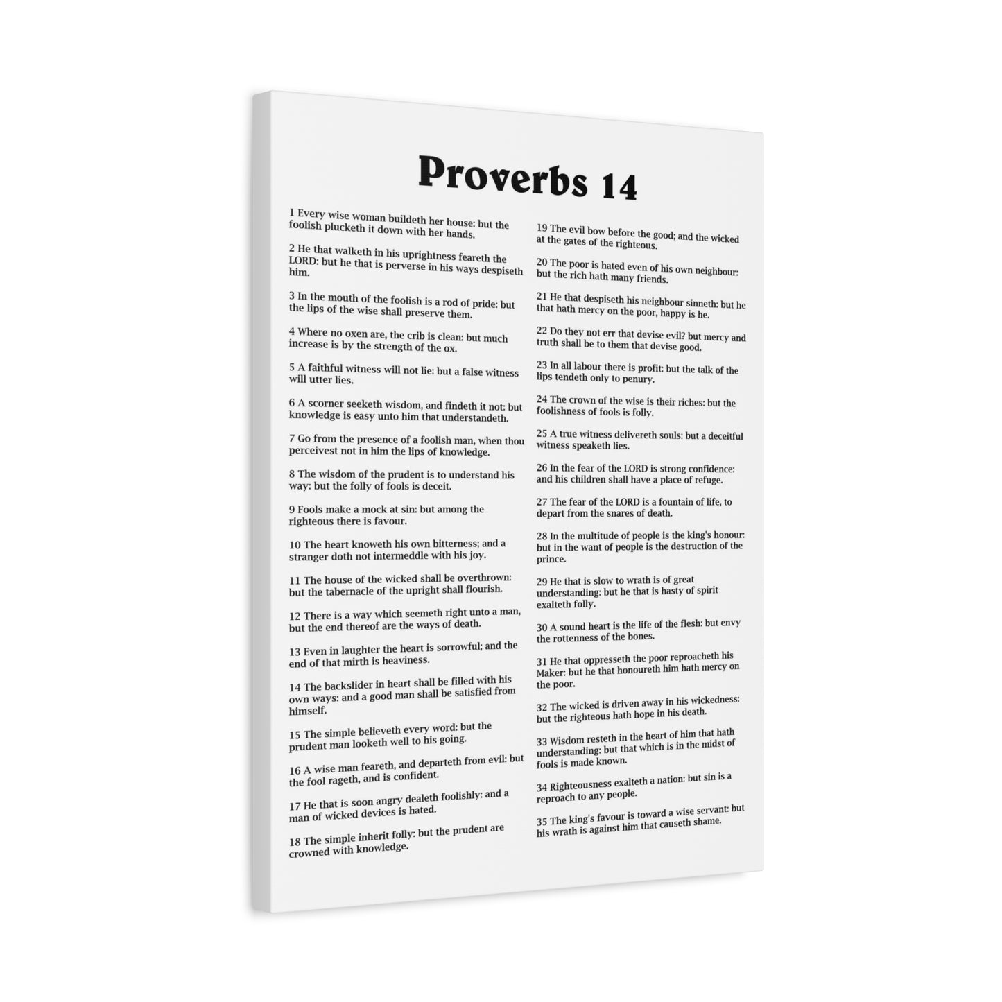 Scripture Walls Proverbs Chapter 14 White Bible Canvas Christian Wall Art Ready to Hang Unframed