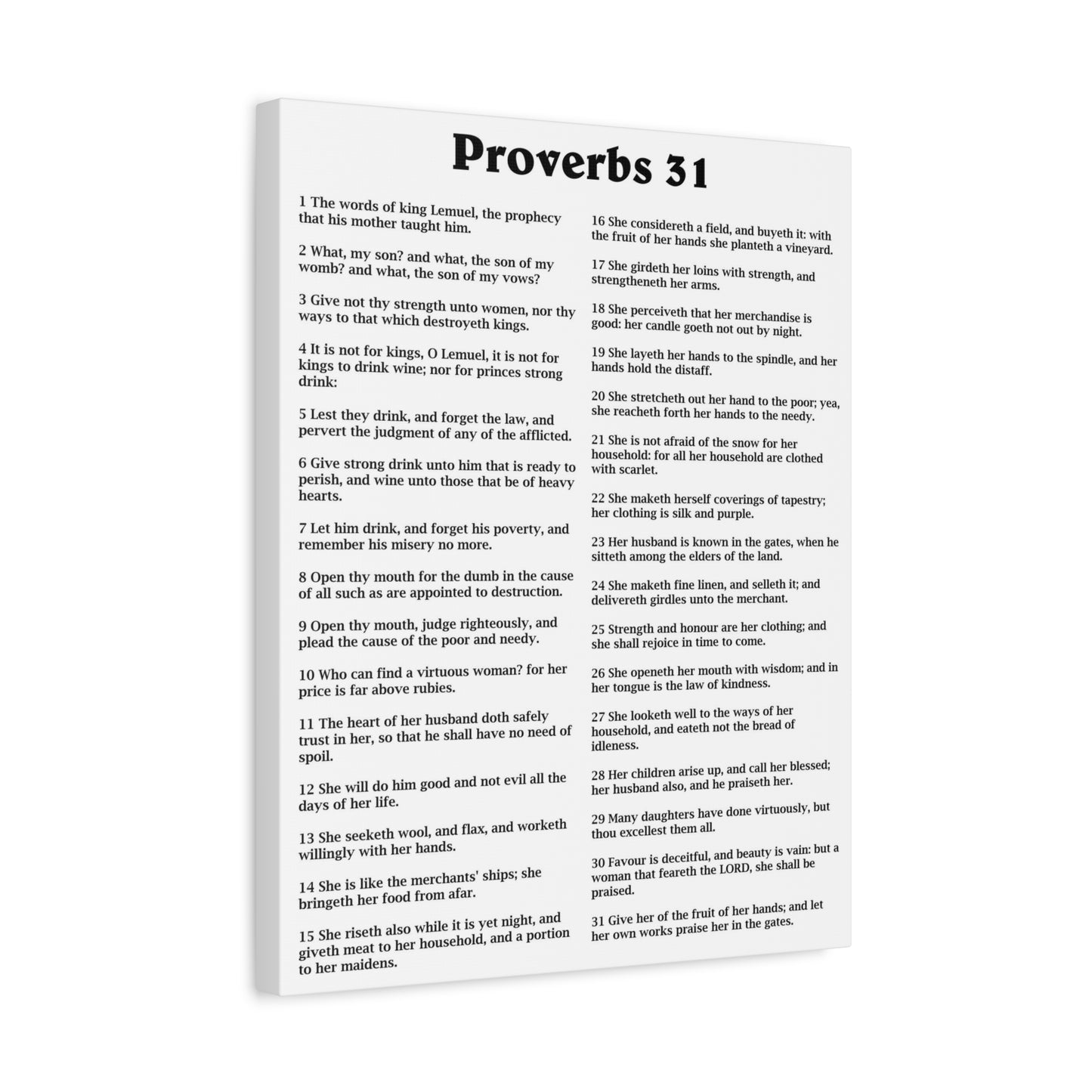 Proverbs 31 Matte Canvas Print — Stretched 1.25" Inspirational Scripture Wall Art