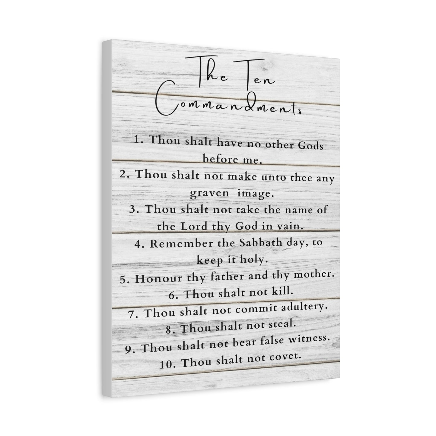 Scripture Canvas Ten Commandments White Christian Wall Art Print Ready to Hang