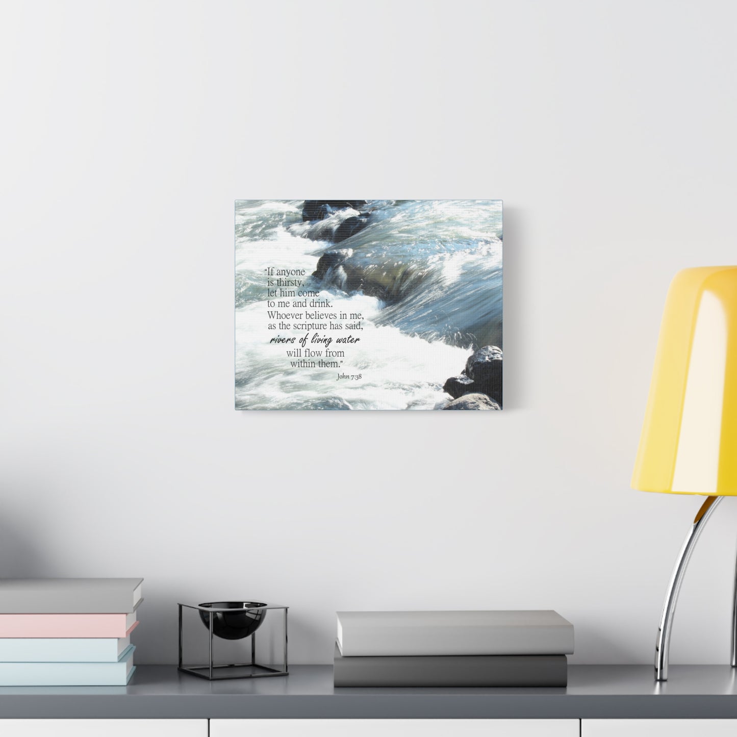 Scripture Canvas Rivers Of Living Water John 7:38 Christian Wall Art Bible Verse Print Ready to Hang