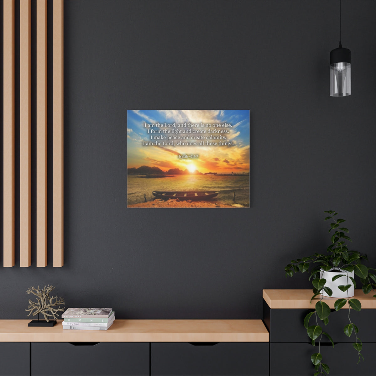 Scripture Canvas Create Calamity Isaiah 45:6-7 Christian Wall Art Bible Verse Print Ready to Hang