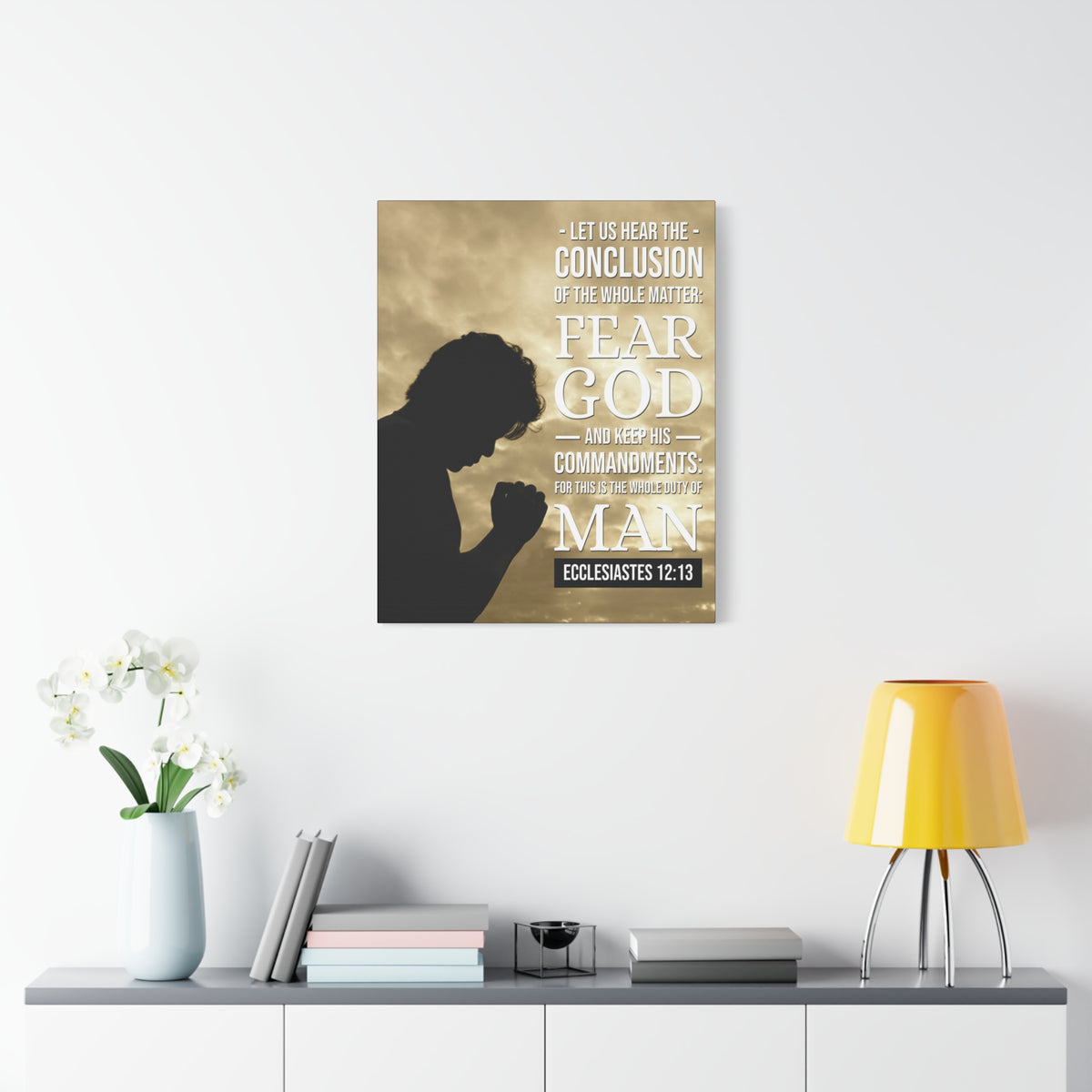 Scripture Canvas Conclusion Ecclesiastes 12:13 Christian Wall Art Bible Verse Print Ready to Hang
