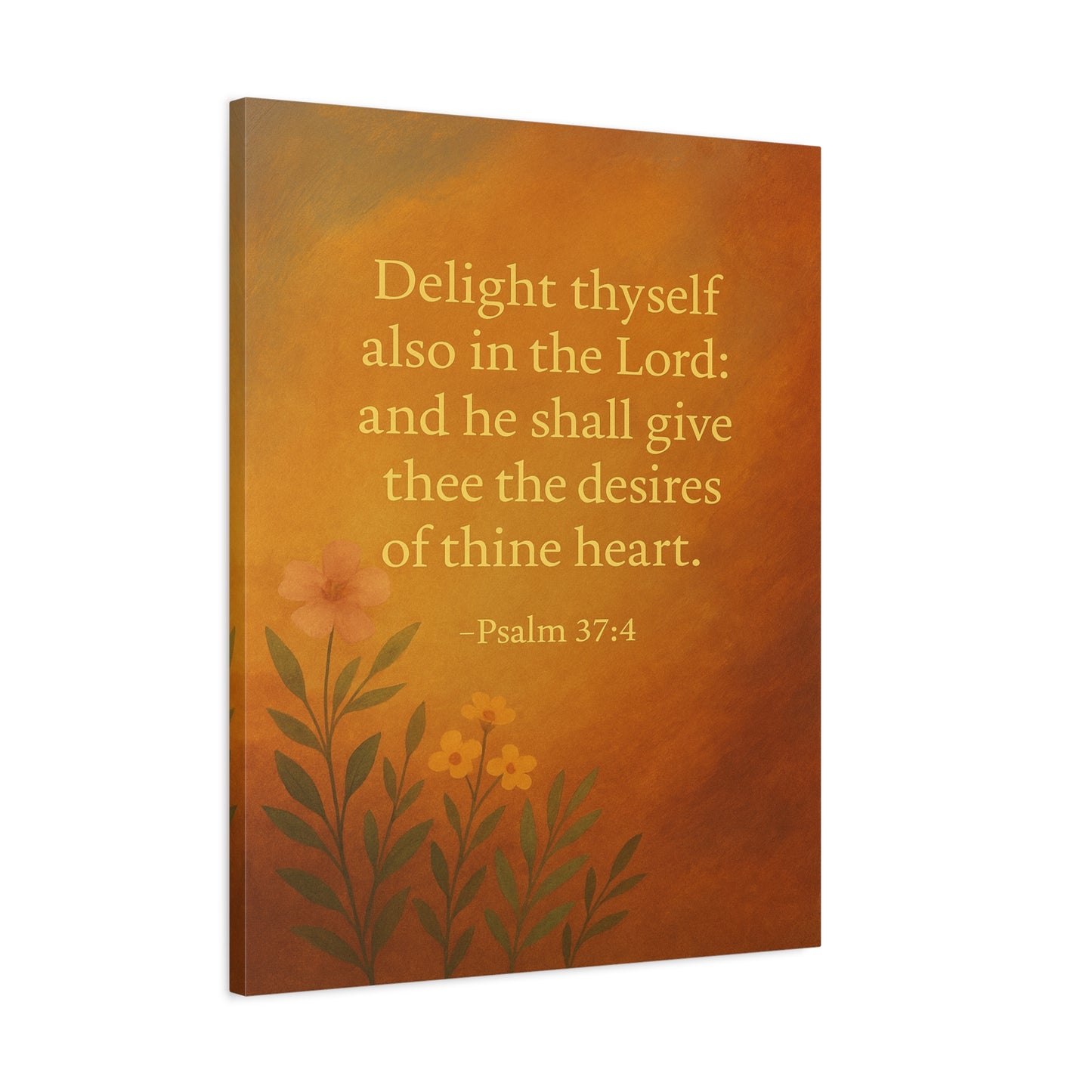 Bible Verse Canvas Psalm 37:4 Christian Home Décor Wall Art Scripture Ready to Hang Faith Print