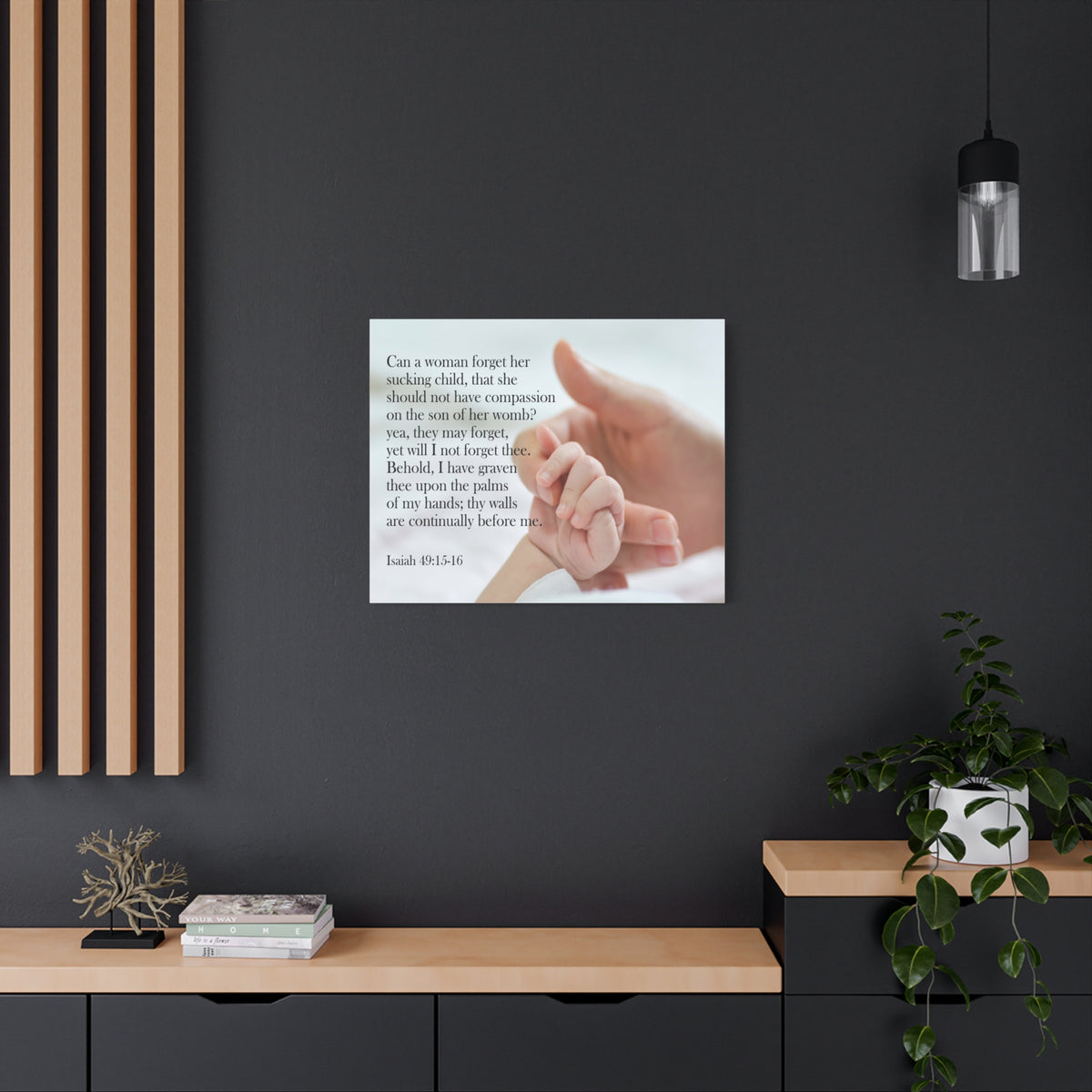 Scripture Canvas Never Forgotten Isaiah 49:15-16 Christian Wall Art Bible Verse Print Ready to Hang