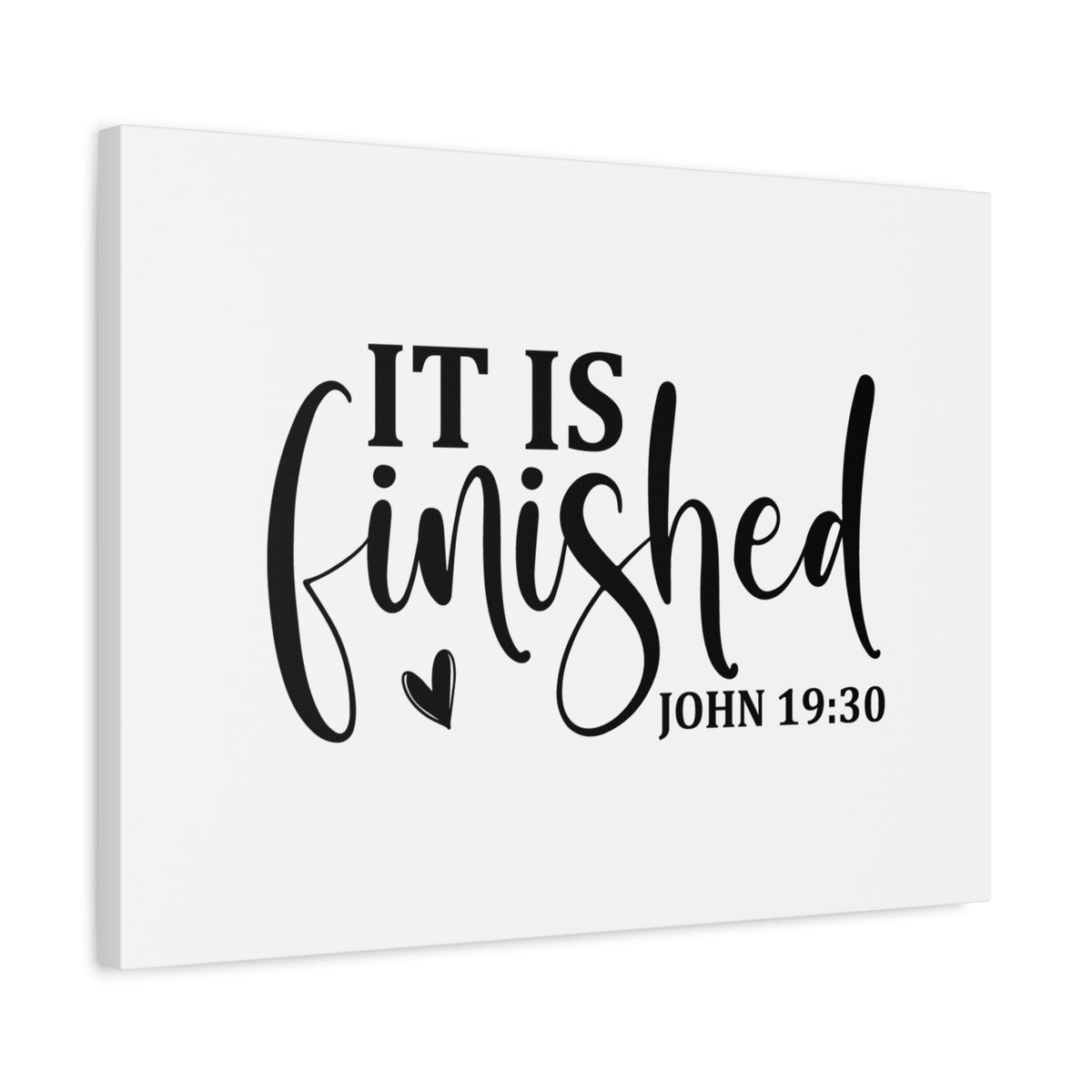 Scripture Canvas It Is Finished Heart John 19:30 Christian Wall Art Bible Verse Print Ready to Hang