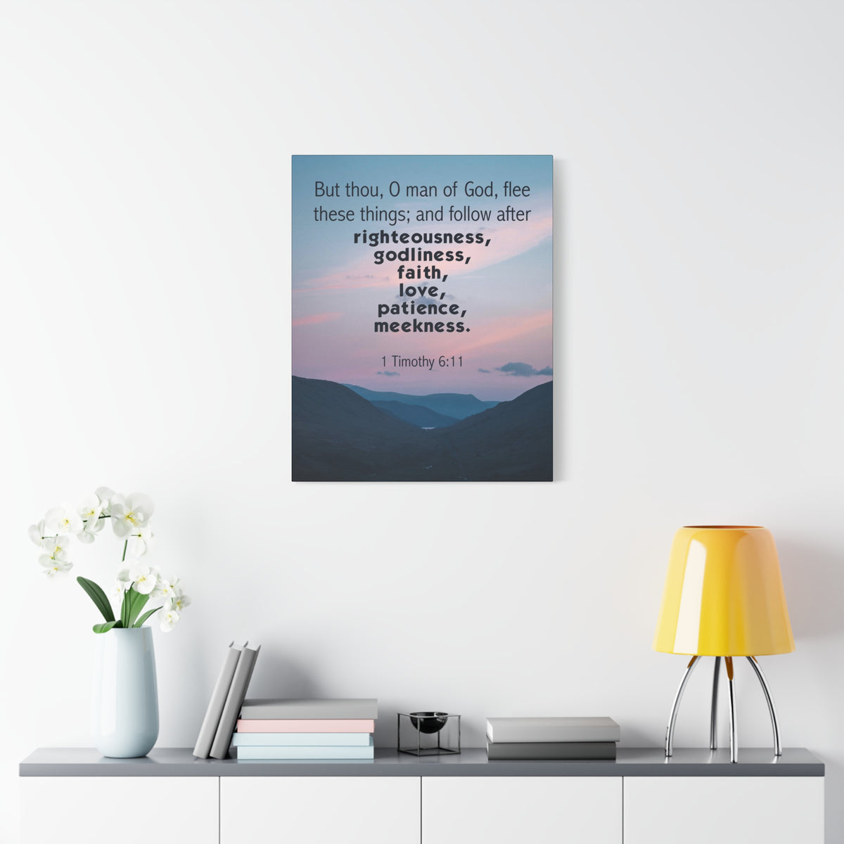 Scripture Canvas O Man of God 1 Timothy 6:11 Christian Wall Art Bible Verse Print Ready to Hang