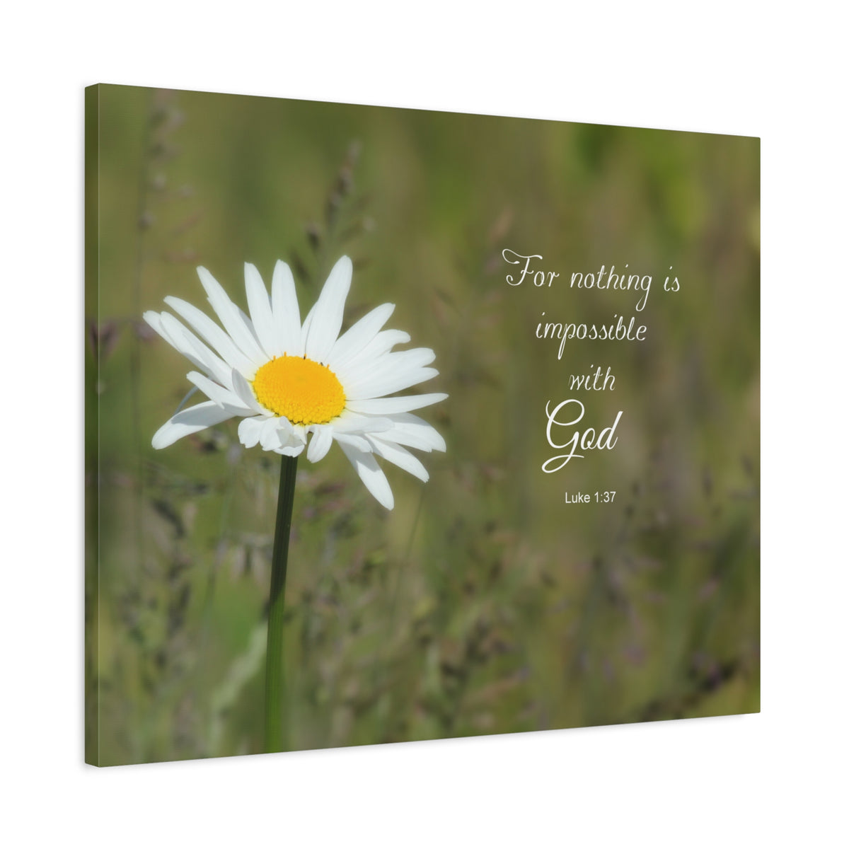 Scripture Canvas With God Luke 1:37 Christian Wall Art Bible Verse Print Ready to Hang