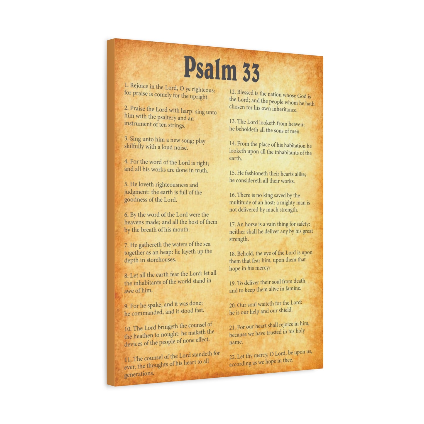 Scripture Walls Psalm 33 Gold Bible Chapter Canvas Christian Wall Art Ready to Hang